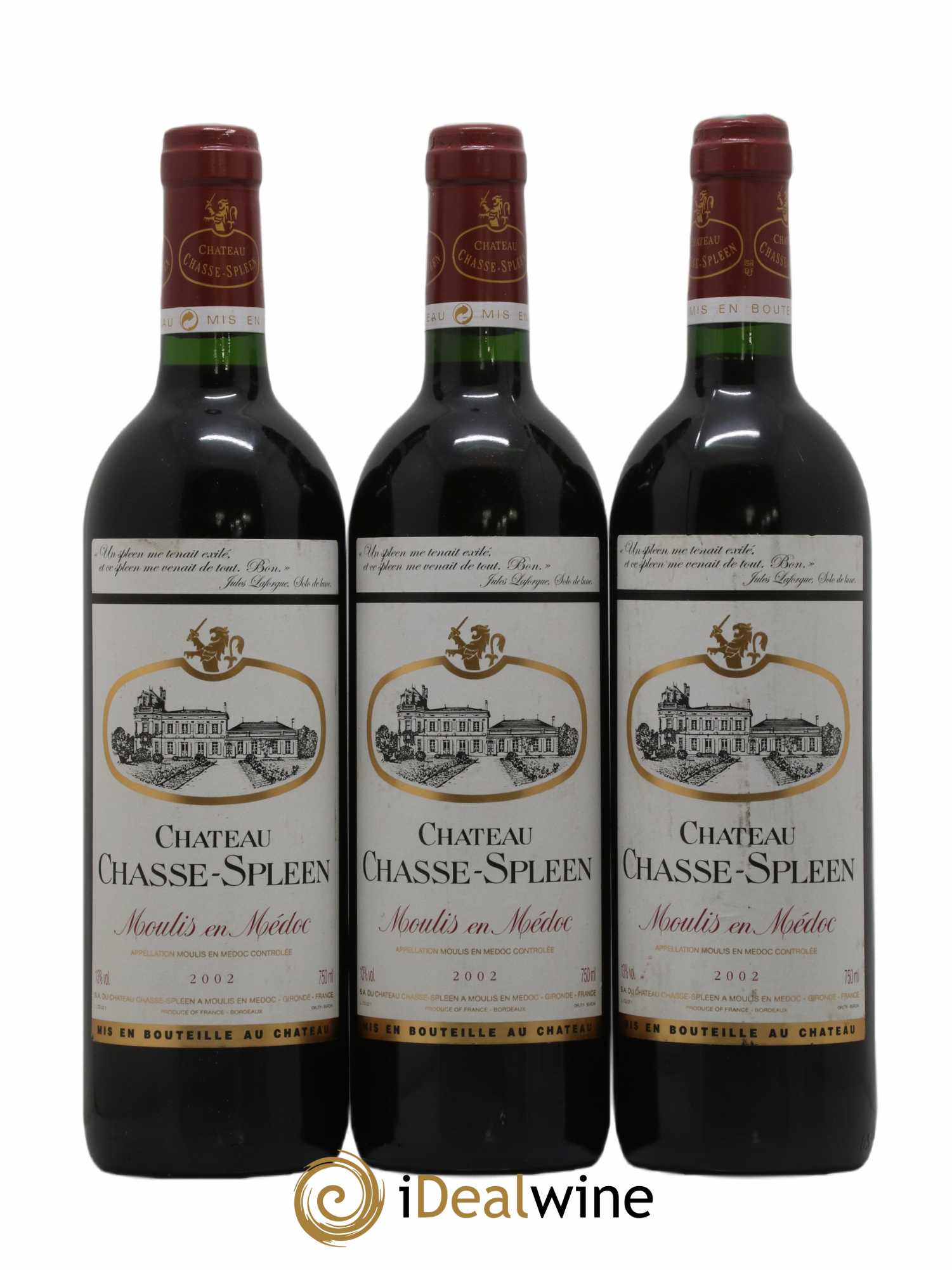 Château Chasse Spleen 2002 - Lot de 3 bouteilles - 0