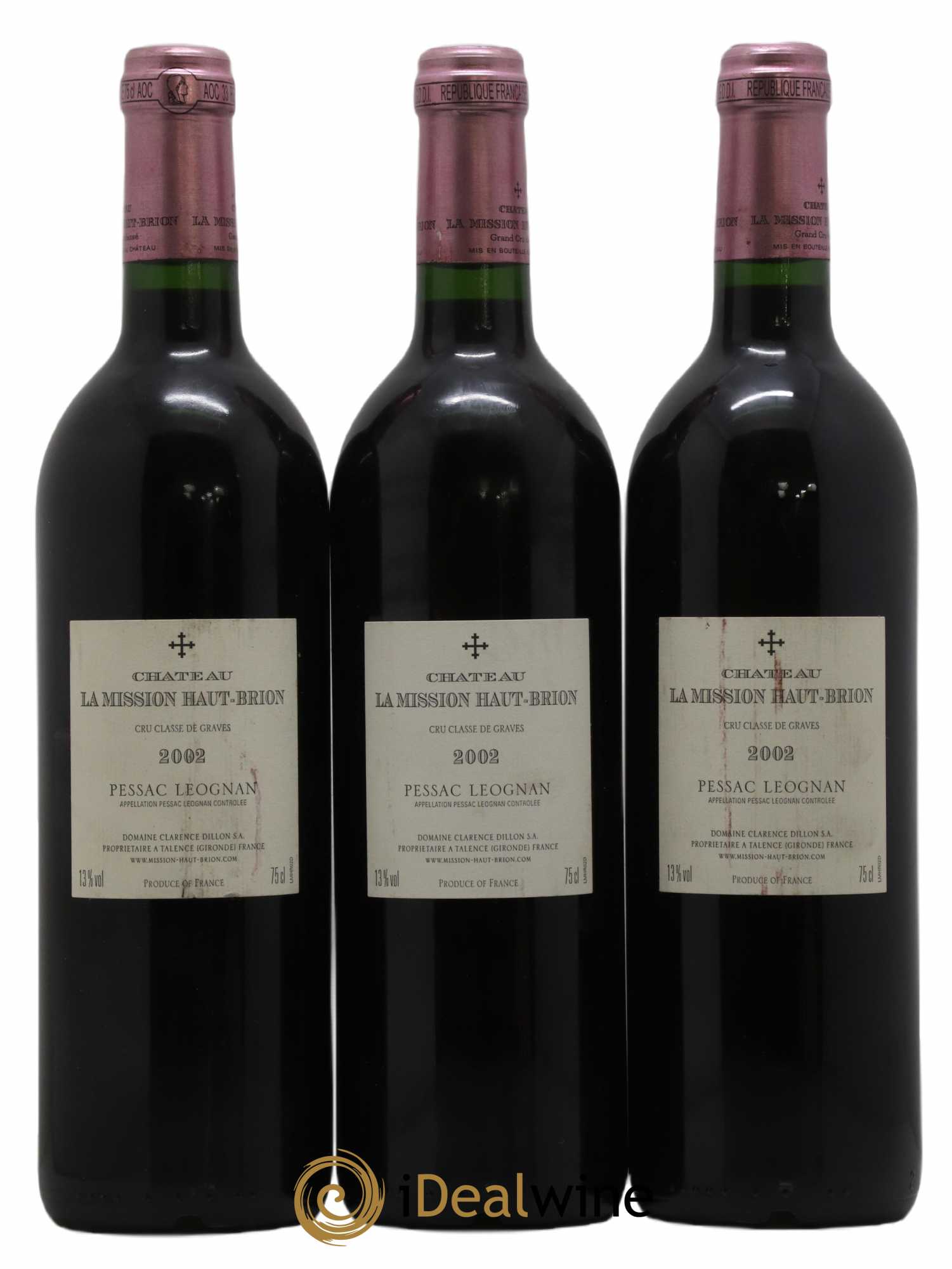 Château la Mission Haut-Brion Cru Classé de Graves 2002 - Lot of 3 bottles - 1