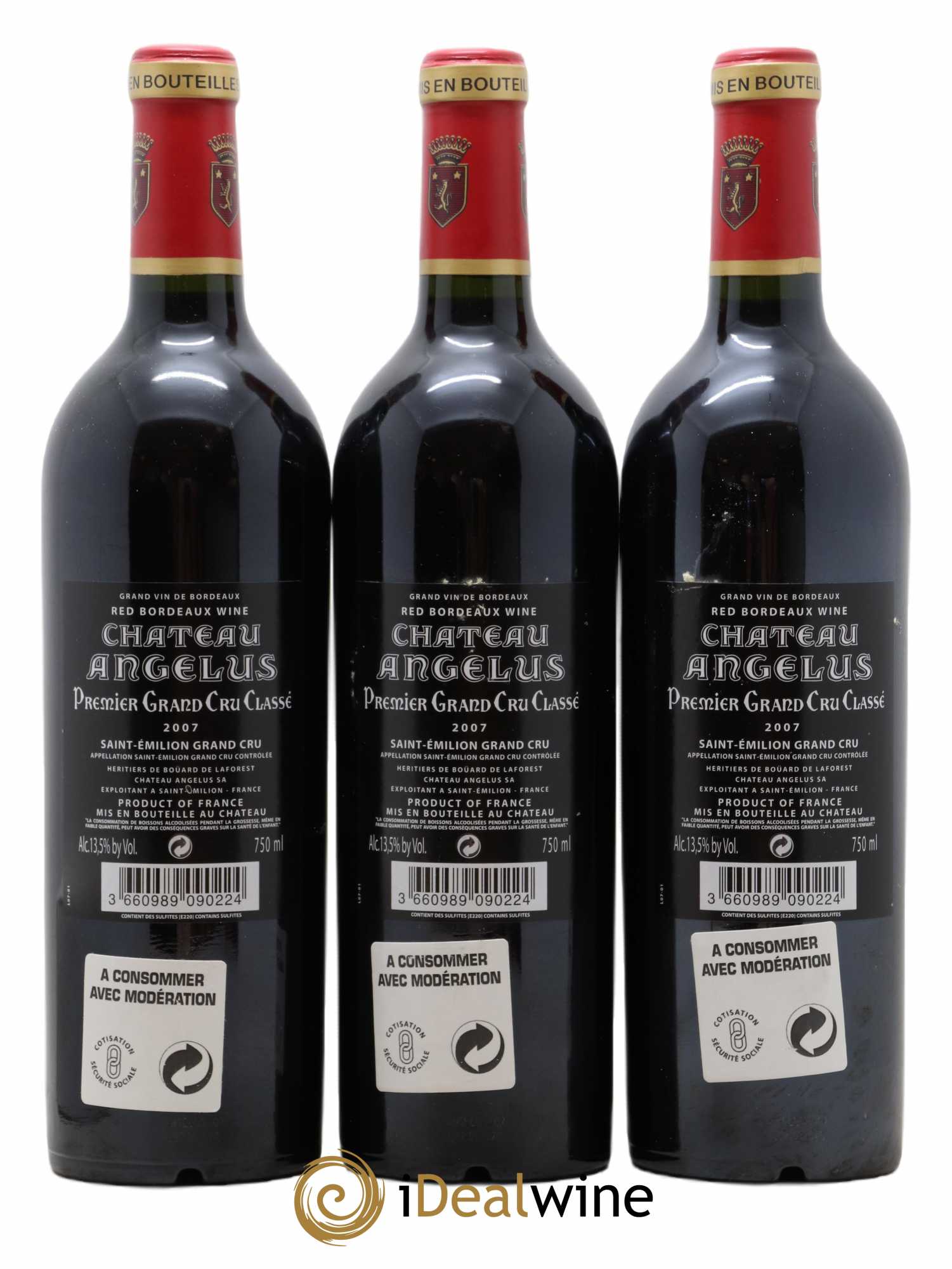Château Angélus 1er Grand Cru Classé A 2007 - Posten von 3 Flaschen - 1