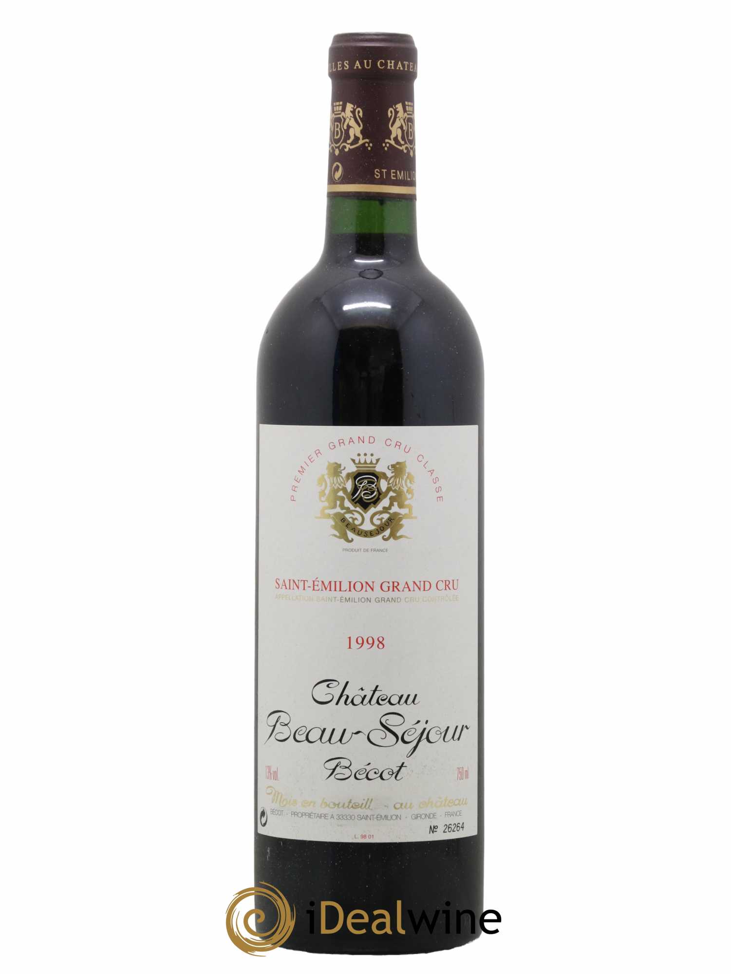 Château Beau-Séjour Bécot 1er Grand Cru Classé B 1998 - Posten von 1 Flasche - 0