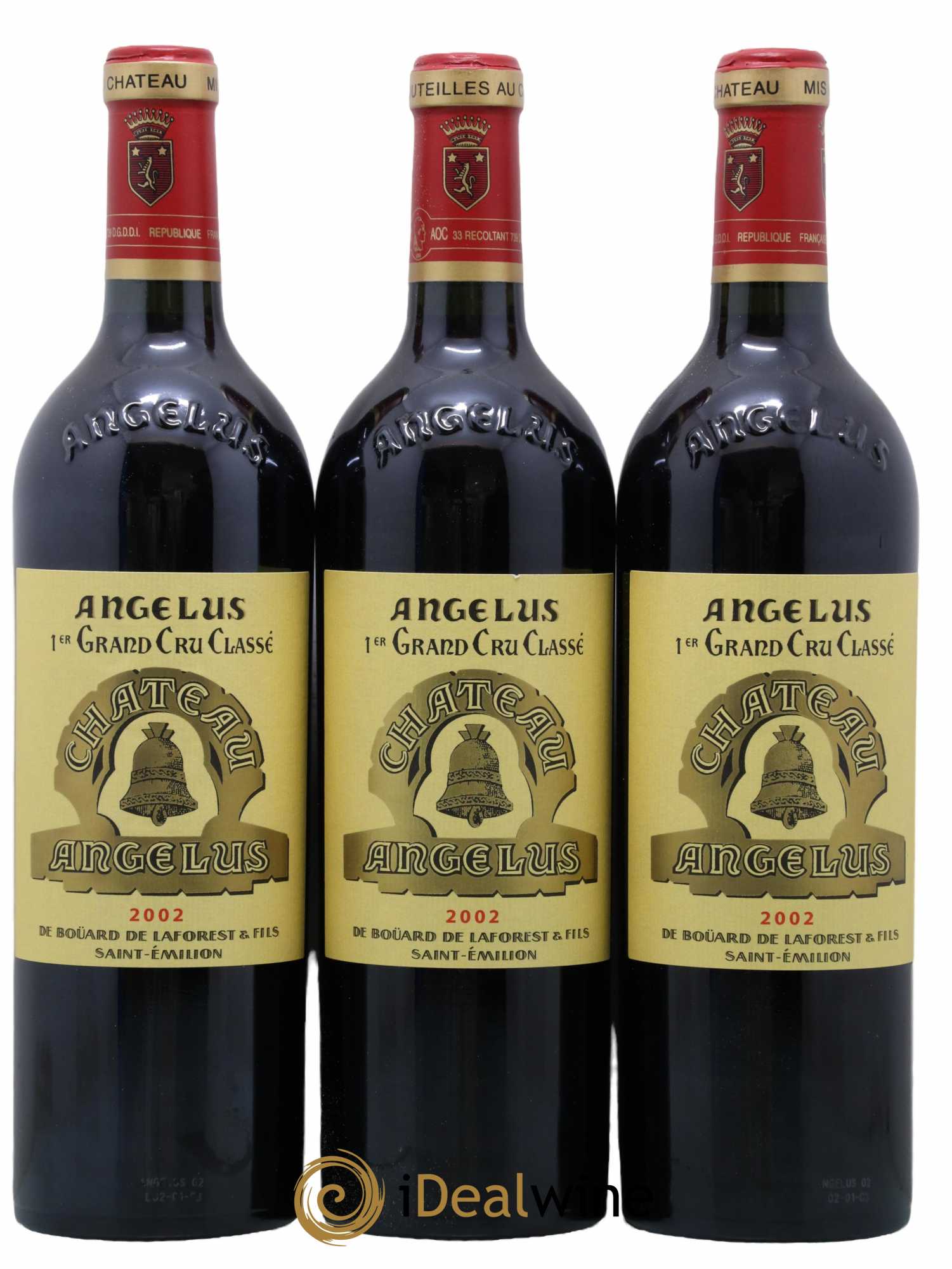 Château Angélus 1er Grand Cru Classé A 2002 - Lot de 3 bouteilles - 0