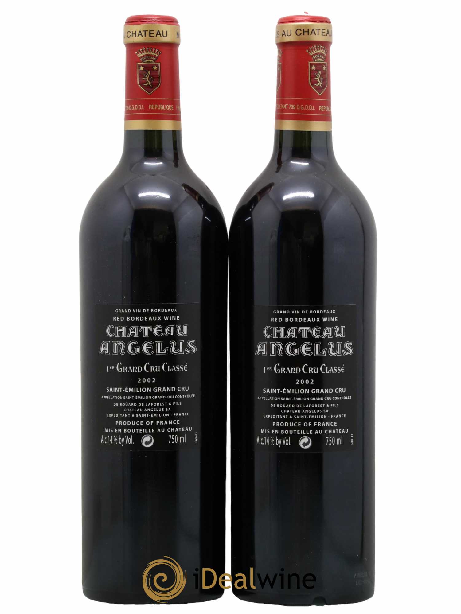 Château Angélus 1er Grand Cru Classé A 2002 - Lot de 2 bouteilles - 1