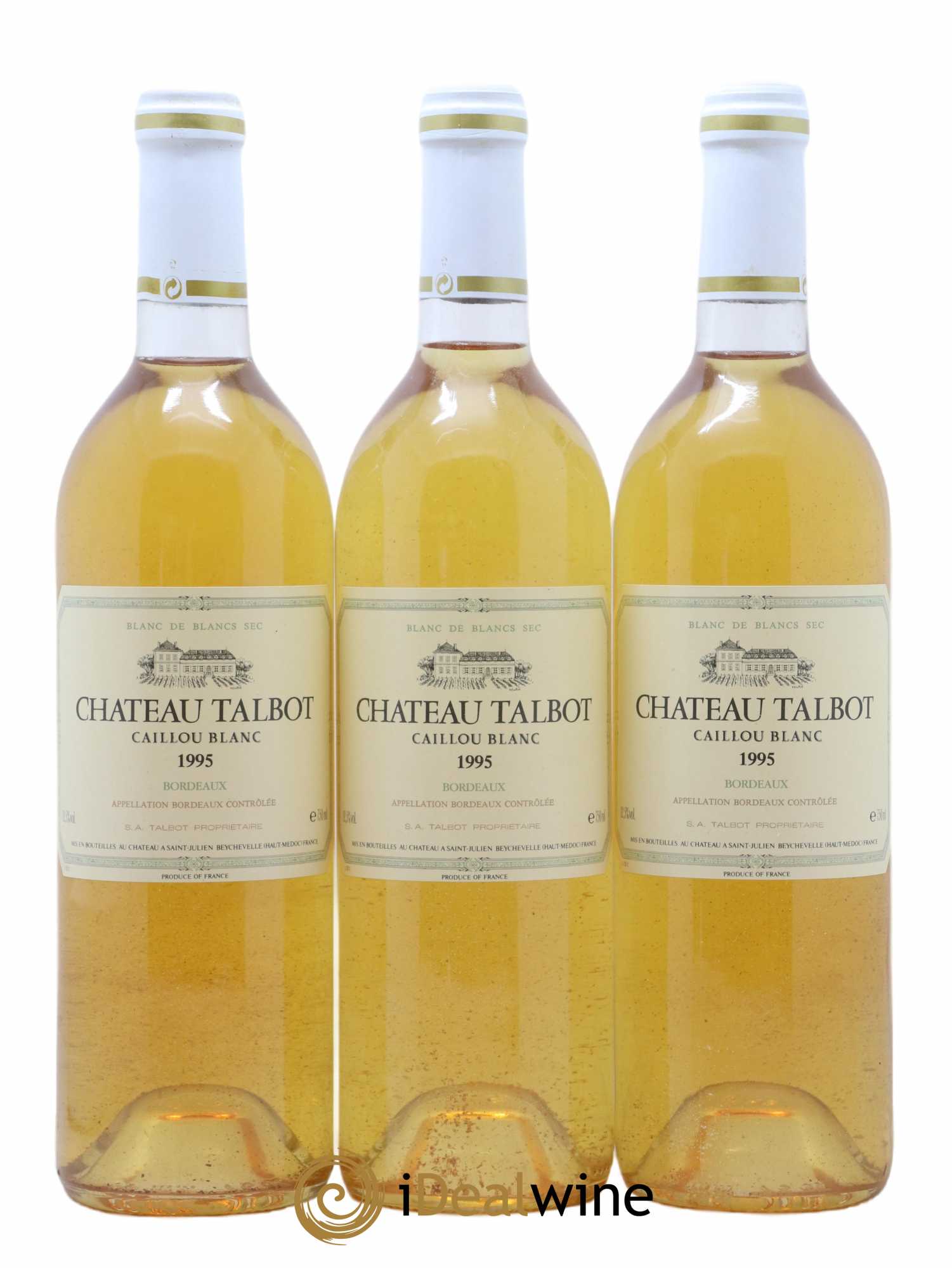 Château Talbot Caillou Blanc 1995 - Lot de 3 bouteilles - 0