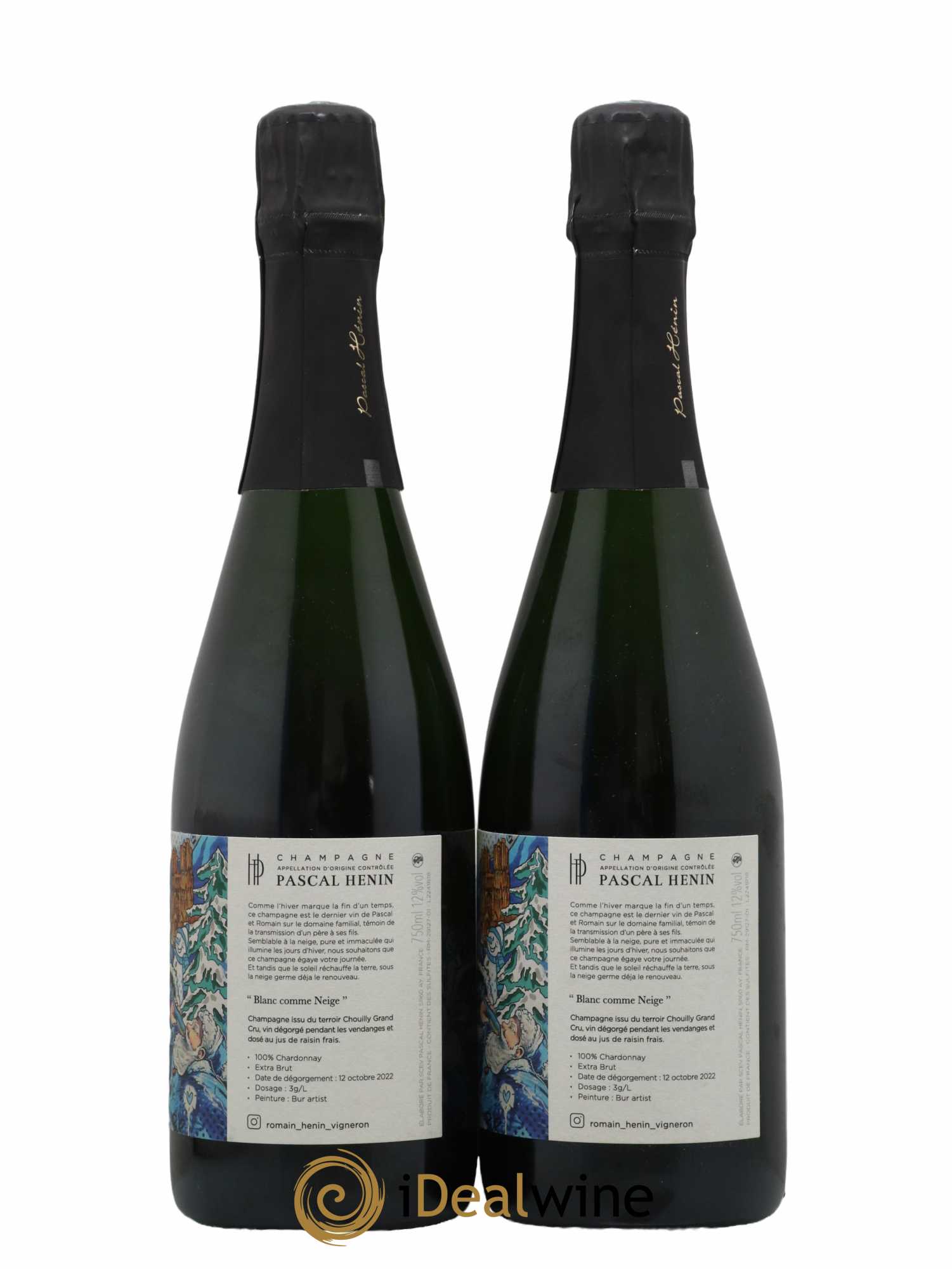 Champagne Blanc comme Neige de Pascal et Romain Henin - Lot de 2 bouteilles - 1
