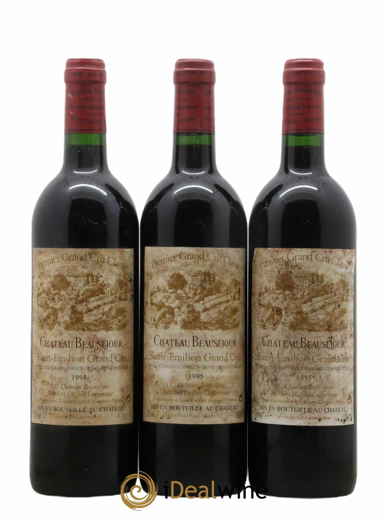 Château Beauséjour (Duffau-Lagarrosse) 1er Grand Cru Classé B 1995 - Lot de 3 bouteilles - 0