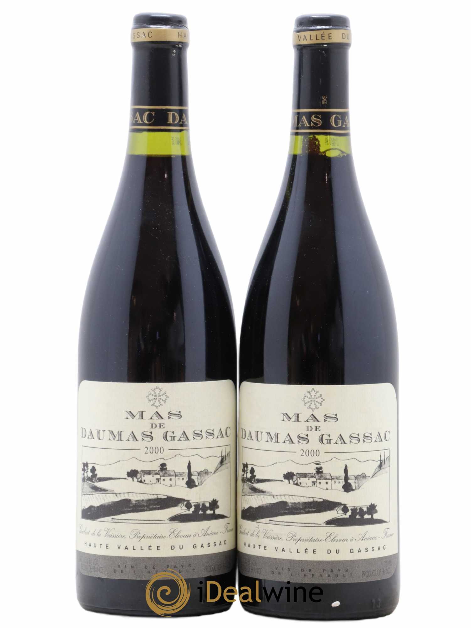 Saint-Guilhem-le-Désert - Cité d'Aniane Mas Daumas Gassac Famille Guibert de La Vaissière 2000 - Lot de 2 bouteilles - 0