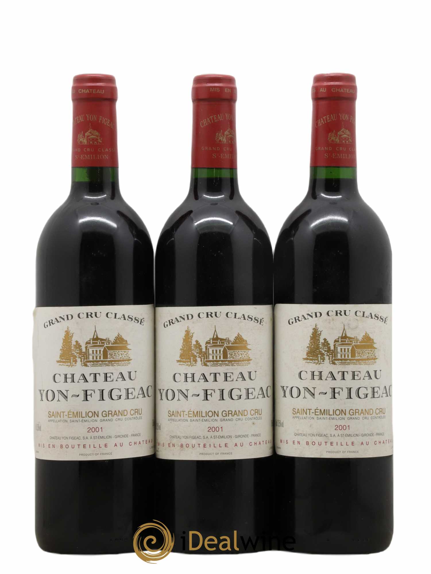 Château Yon Figeac Grand Cru Classé 2001 - Lot de 3 bouteilles - 0