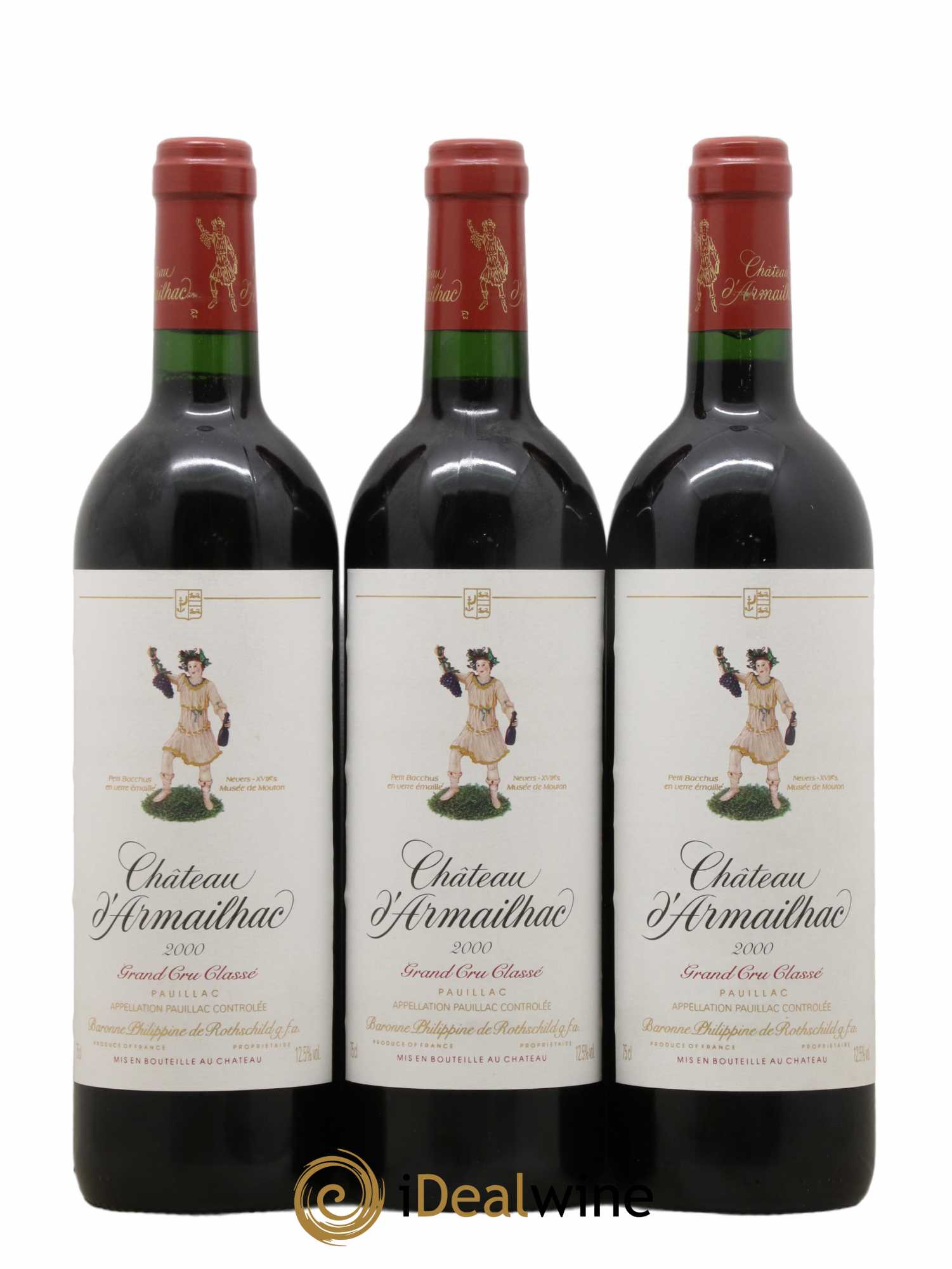Château d' Armailhac - Mouton Baron(ne) Philippe 5ème Grand Cru Classé 2000 - Lot de 3 bouteilles - 0