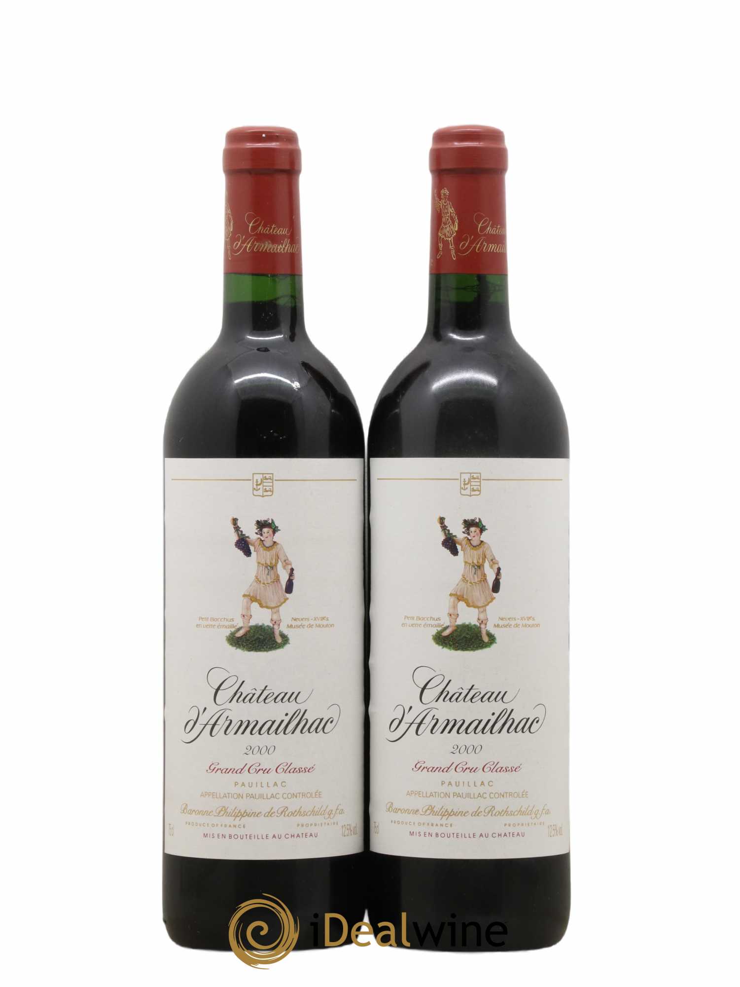 Château d' Armailhac - Mouton Baron(ne) Philippe 5ème Grand Cru Classé 2000 - Lot de 2 bouteilles - 0