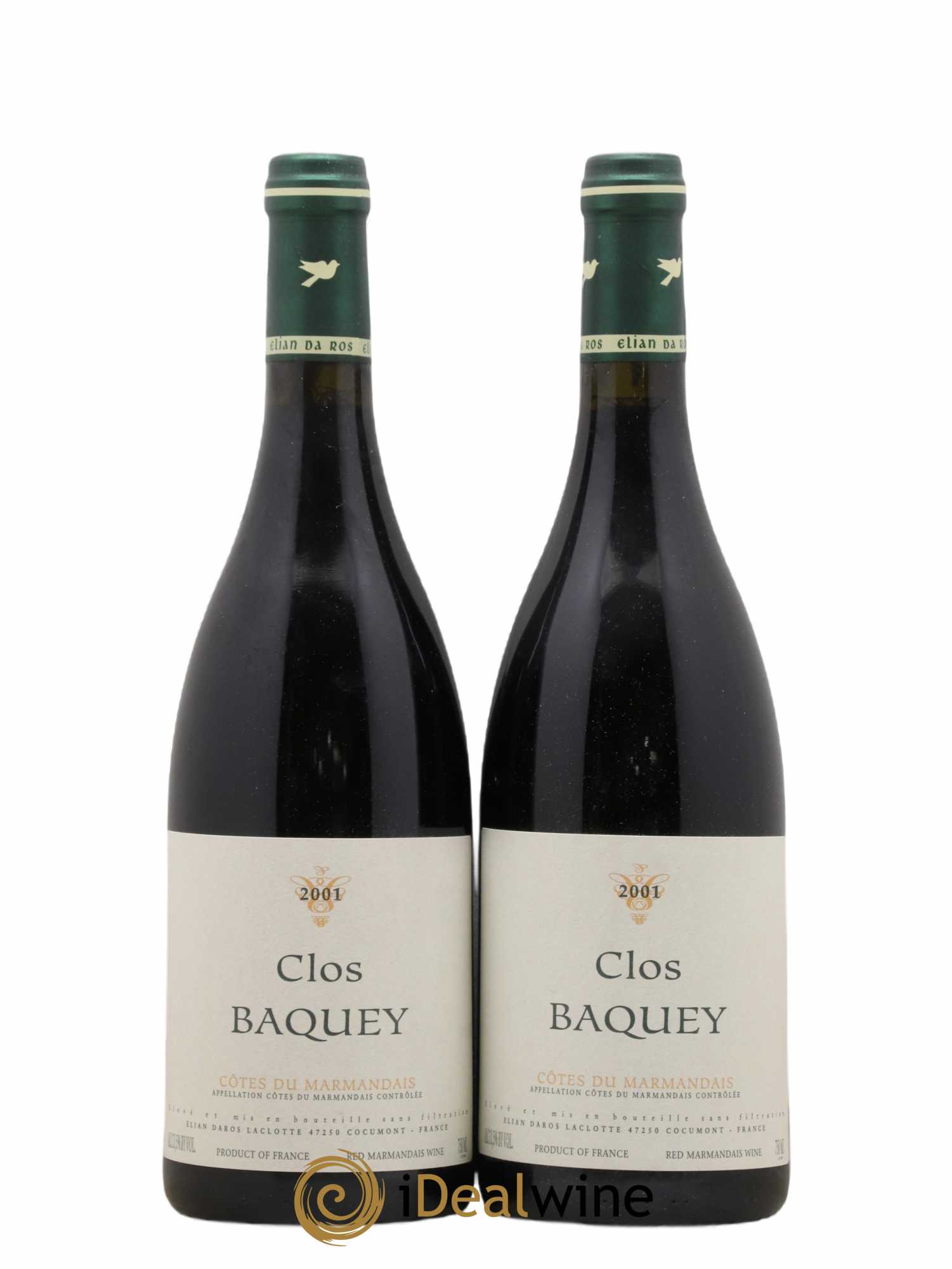 Côtes du Marmandais Clos Baquey Elian Da Ros (Domaine) 2001 - Lot de 2 bouteilles - 0