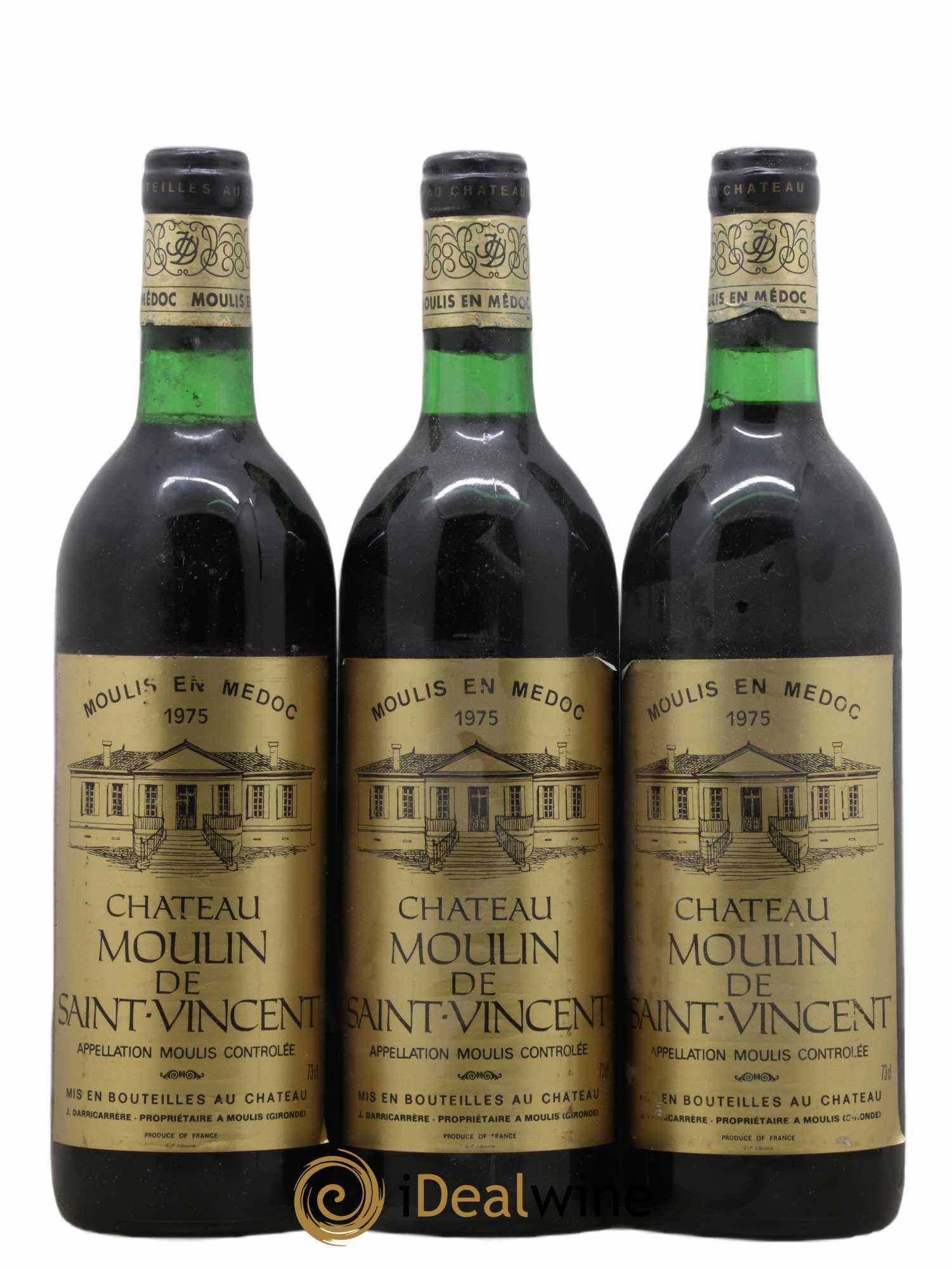 Moulis en Médoc Moulin De Saint Vincent (sans prix de réserve) 1975 - Posten von 3 Flaschen - 0
