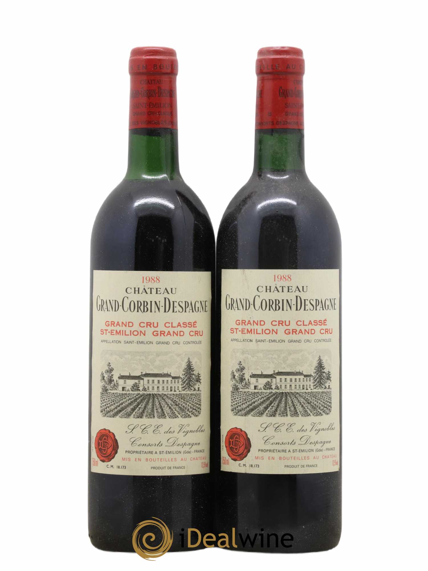 Château Grand Corbin Grand Cru Classé (sans prix de réserve) 1988 - Lot de 2 bouteilles - 0