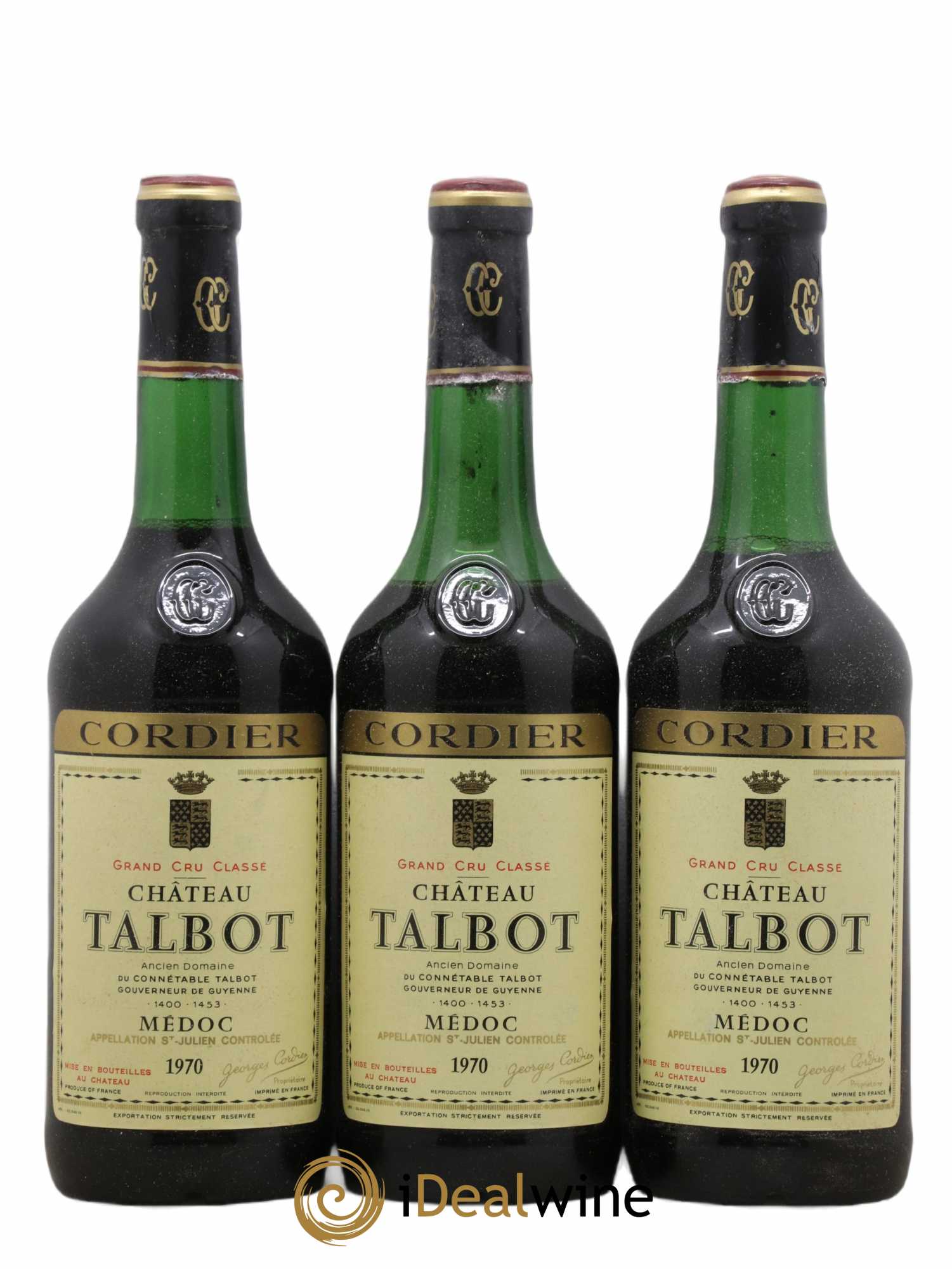 Château Talbot 4ème Grand Cru Classé 1970 - Lot de 3 bouteilles - 0