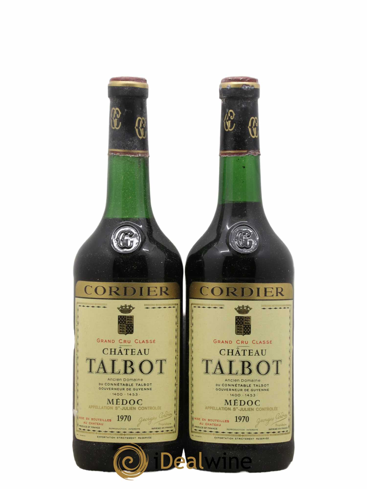Château Talbot 4ème Grand Cru Classé 1970 - Lot de 2 bouteilles - 0