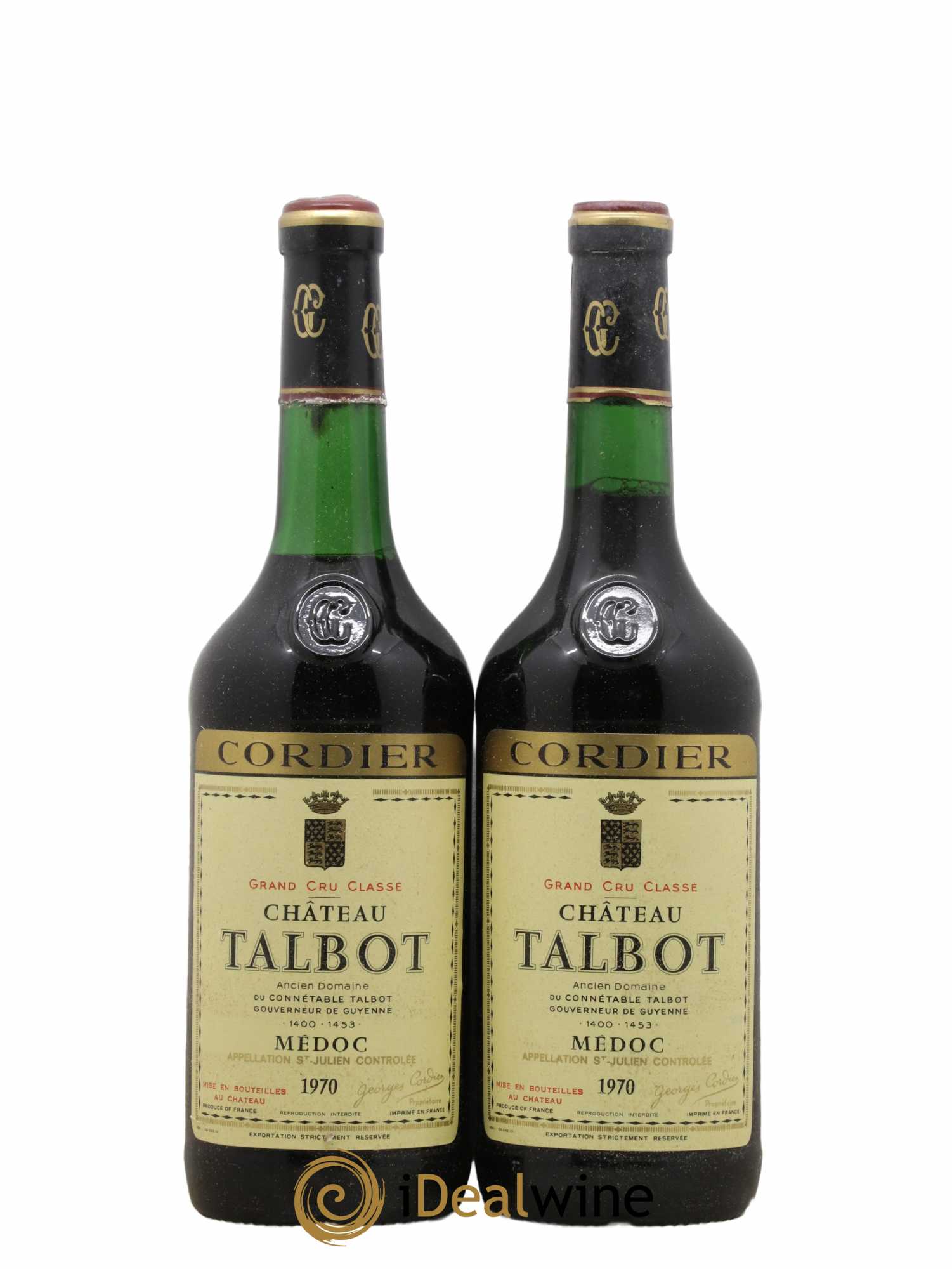 Château Talbot 4ème Grand Cru Classé 1970 - Lot de 2 bouteilles - 0