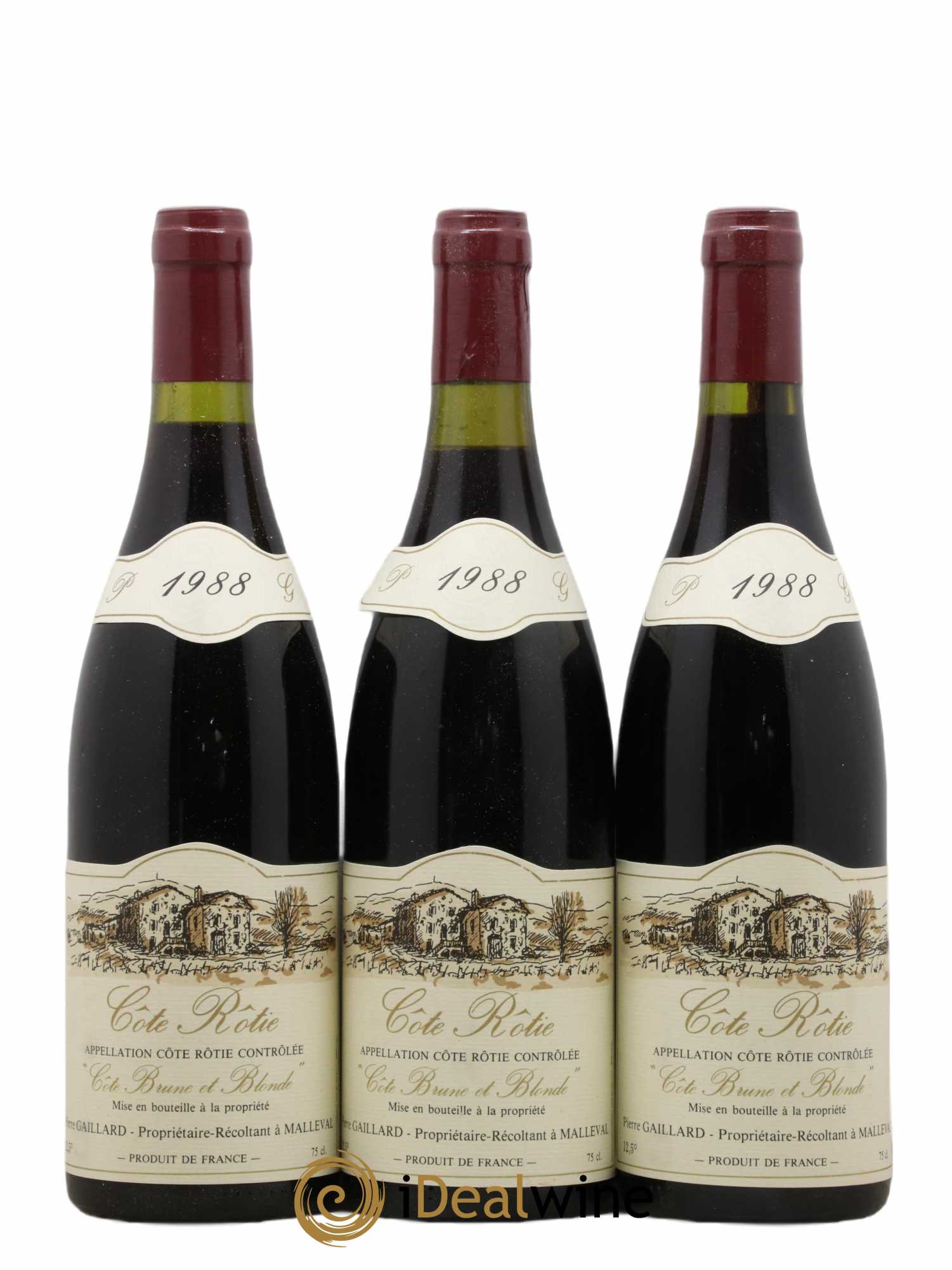 Côte-Rôtie Cote Brune Et Blonde Gaillard 1988 - Posten von 3 Flaschen - 0