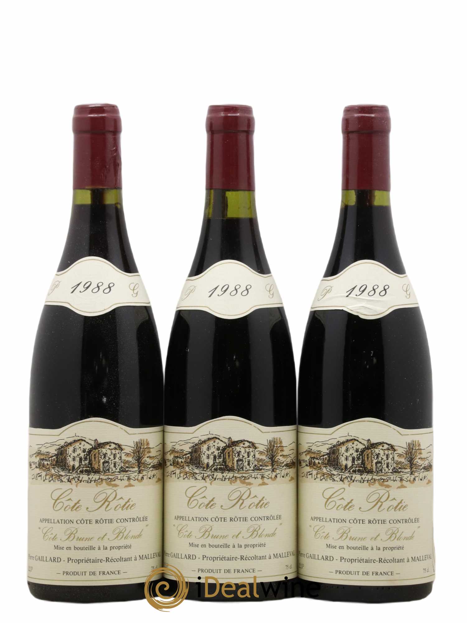 Côte-Rôtie Cote Brune Et Blonde Gaillard 1988 - Posten von 3 Flaschen - 0