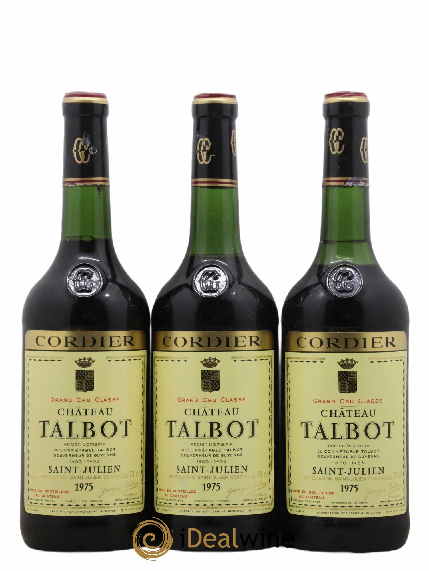 Château Talbot 4ème Grand Cru Classé 1975 - Lot de 3 bouteilles - 0