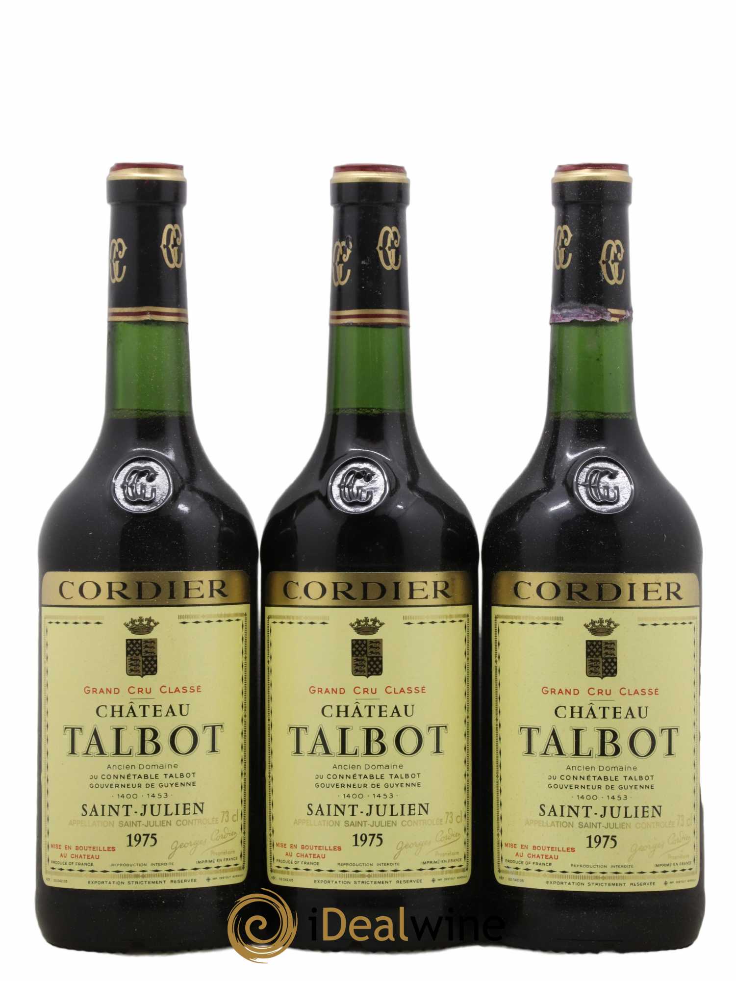 Château Talbot 4ème Grand Cru Classé 1975 - Lot de 3 bouteilles - 0