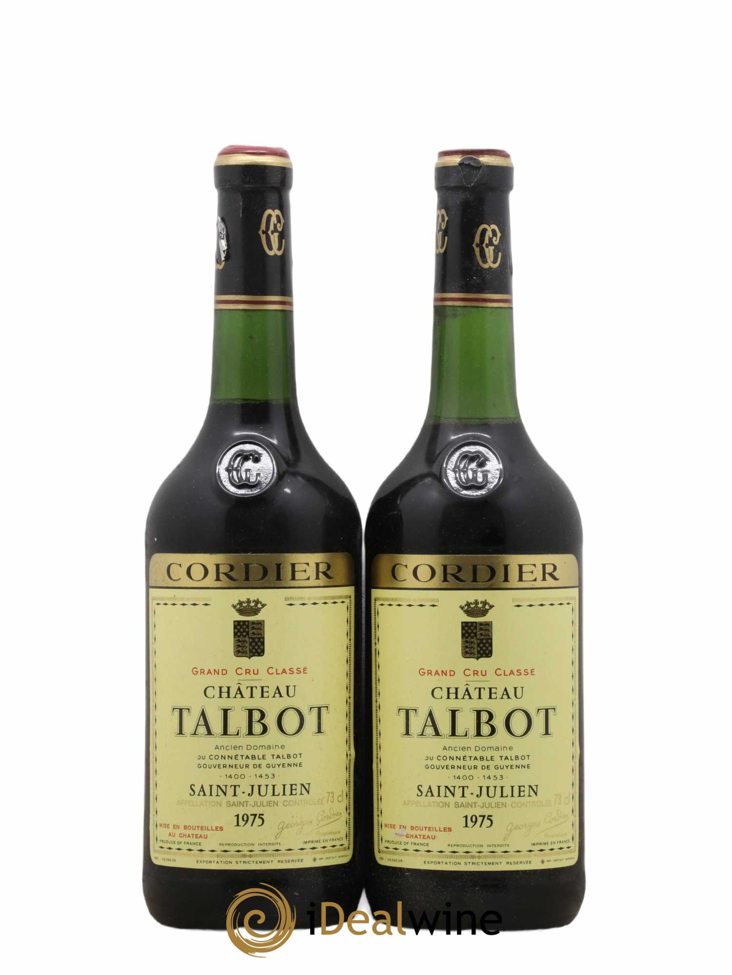 Château Talbot 4ème Grand Cru Classé 1975 - Lot de 2 bouteilles - 0