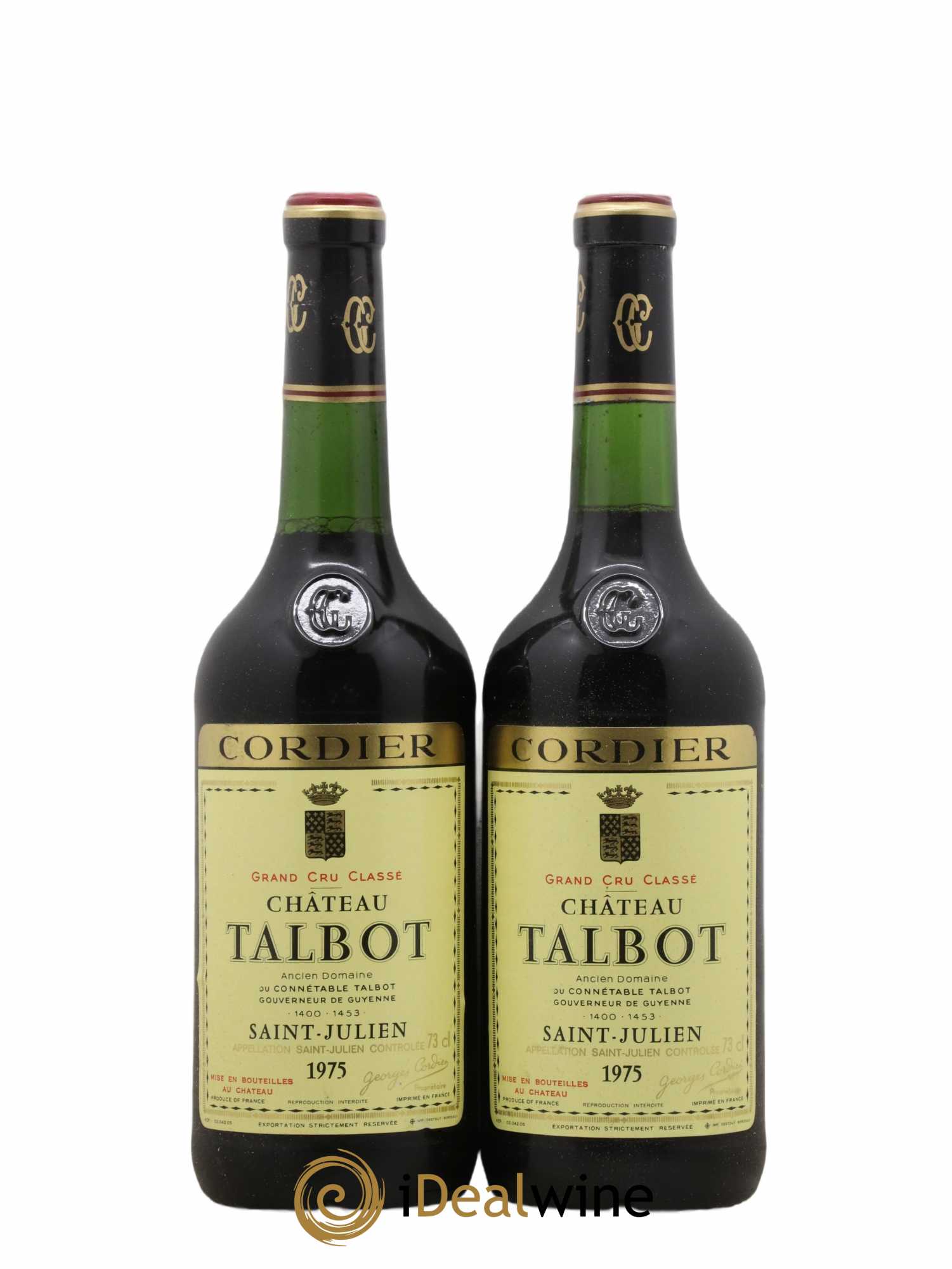 Château Talbot 4ème Grand Cru Classé 1975 - Lot de 2 bouteilles - 0