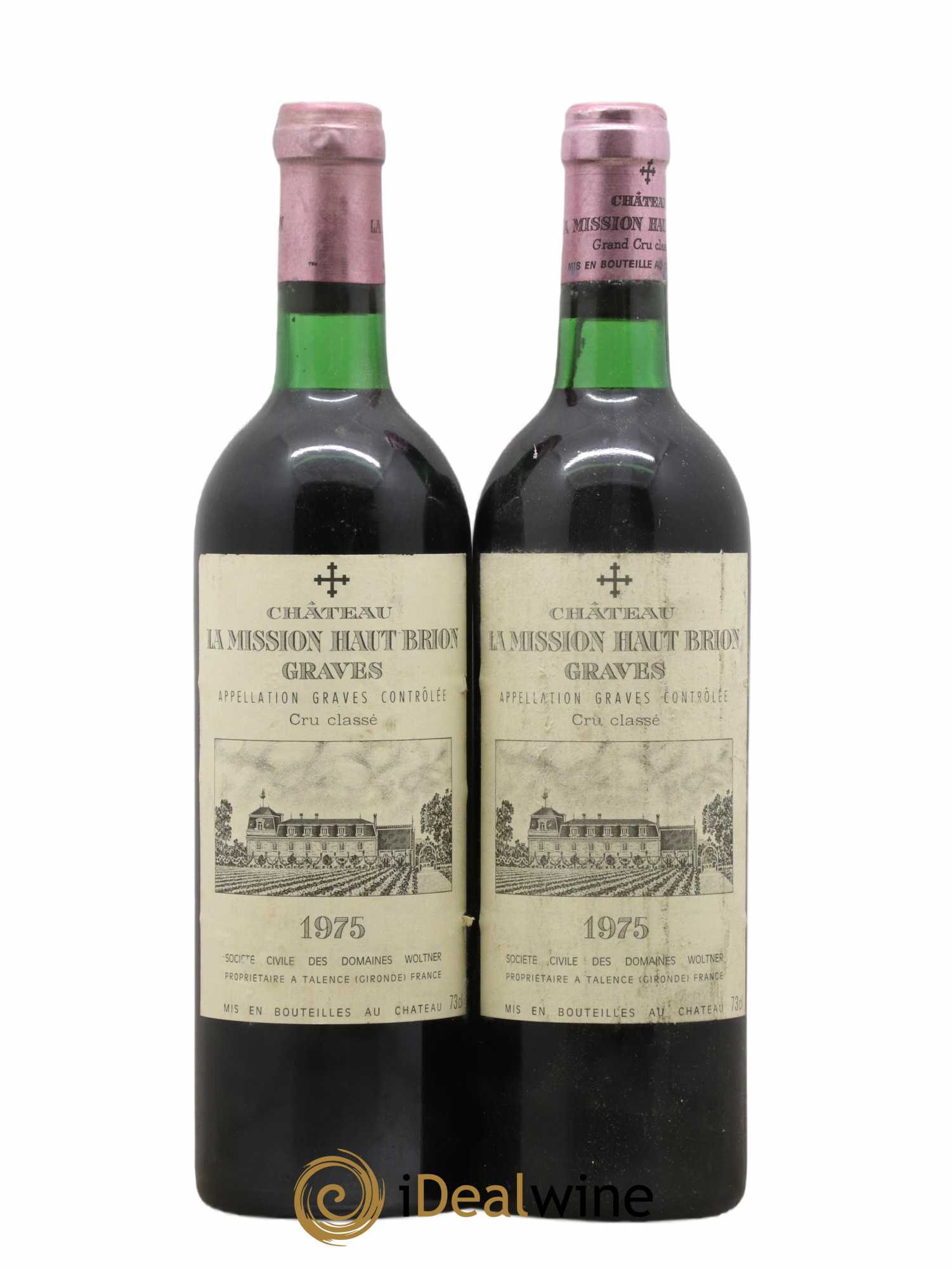 Château la Mission Haut-Brion Cru Classé de Graves 1975 - Lot de 2 bouteilles - 0