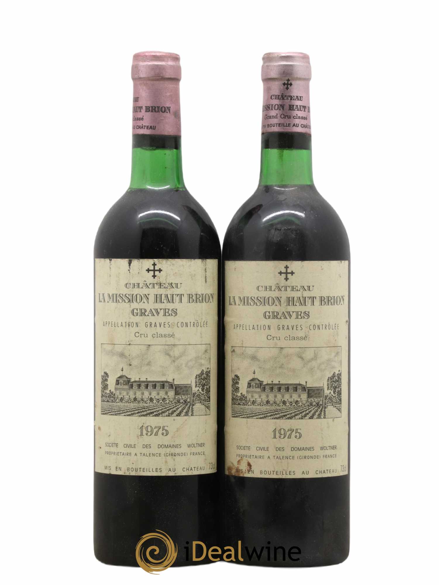 Château la Mission Haut-Brion Cru Classé de Graves 1975 - Lot de 2 bouteilles - 0