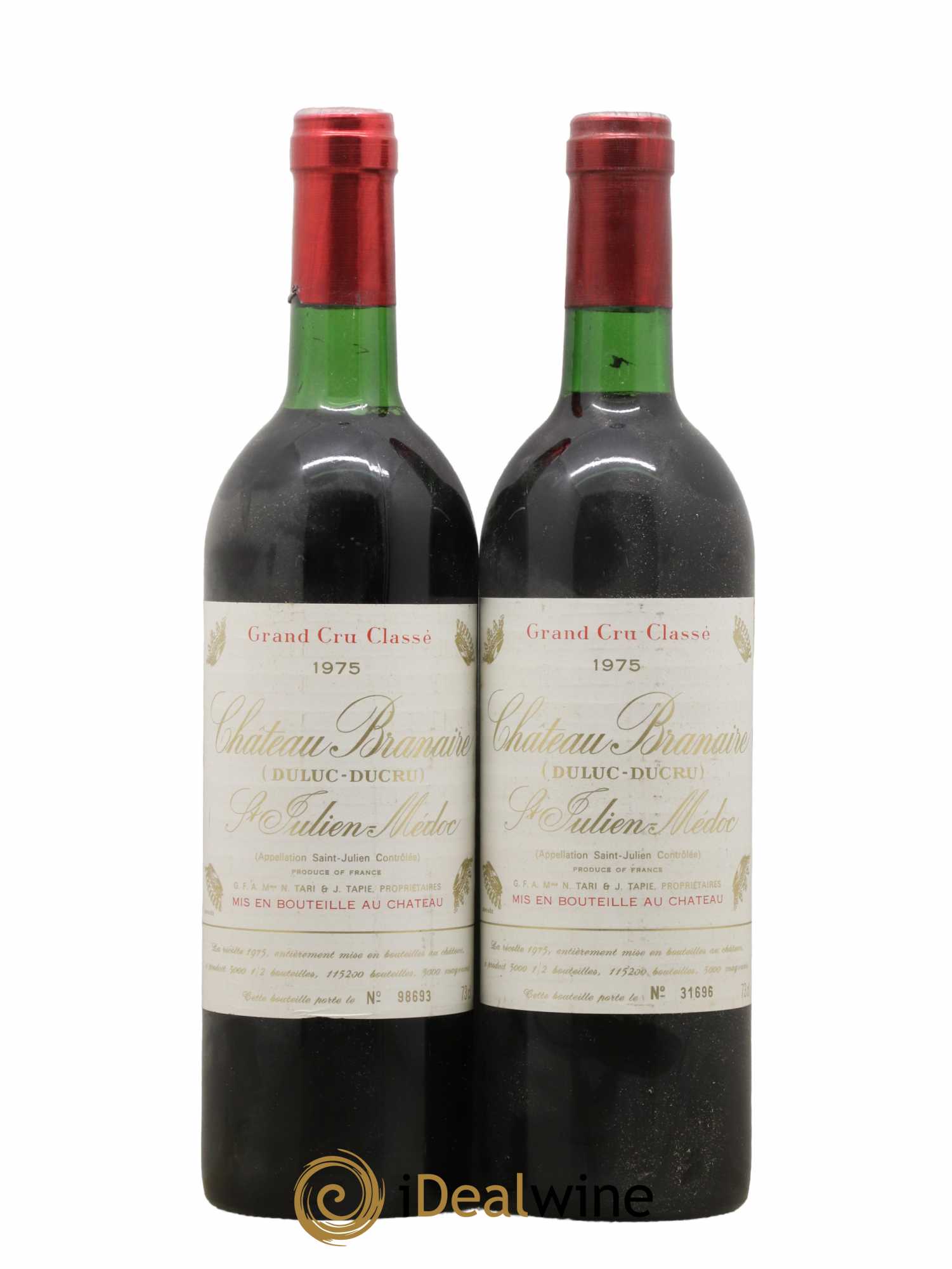 Château Branaire Ducru 4ème Grand Cru Classé 1975 - Lot de 2 bouteilles - 0