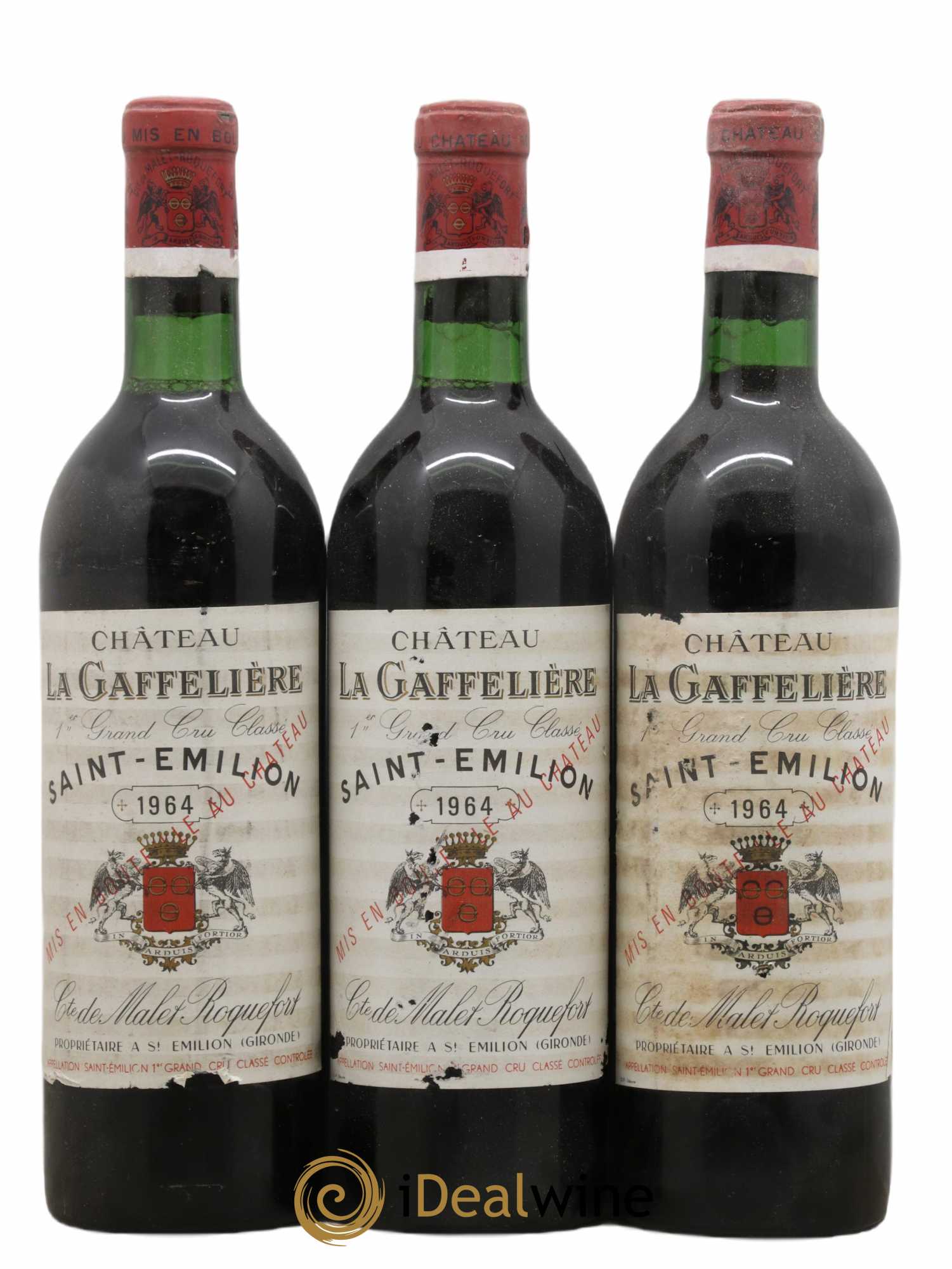 Château la Gaffelière 1er Grand Cru Classé B 1964 - Lot de 3 bouteilles - 0