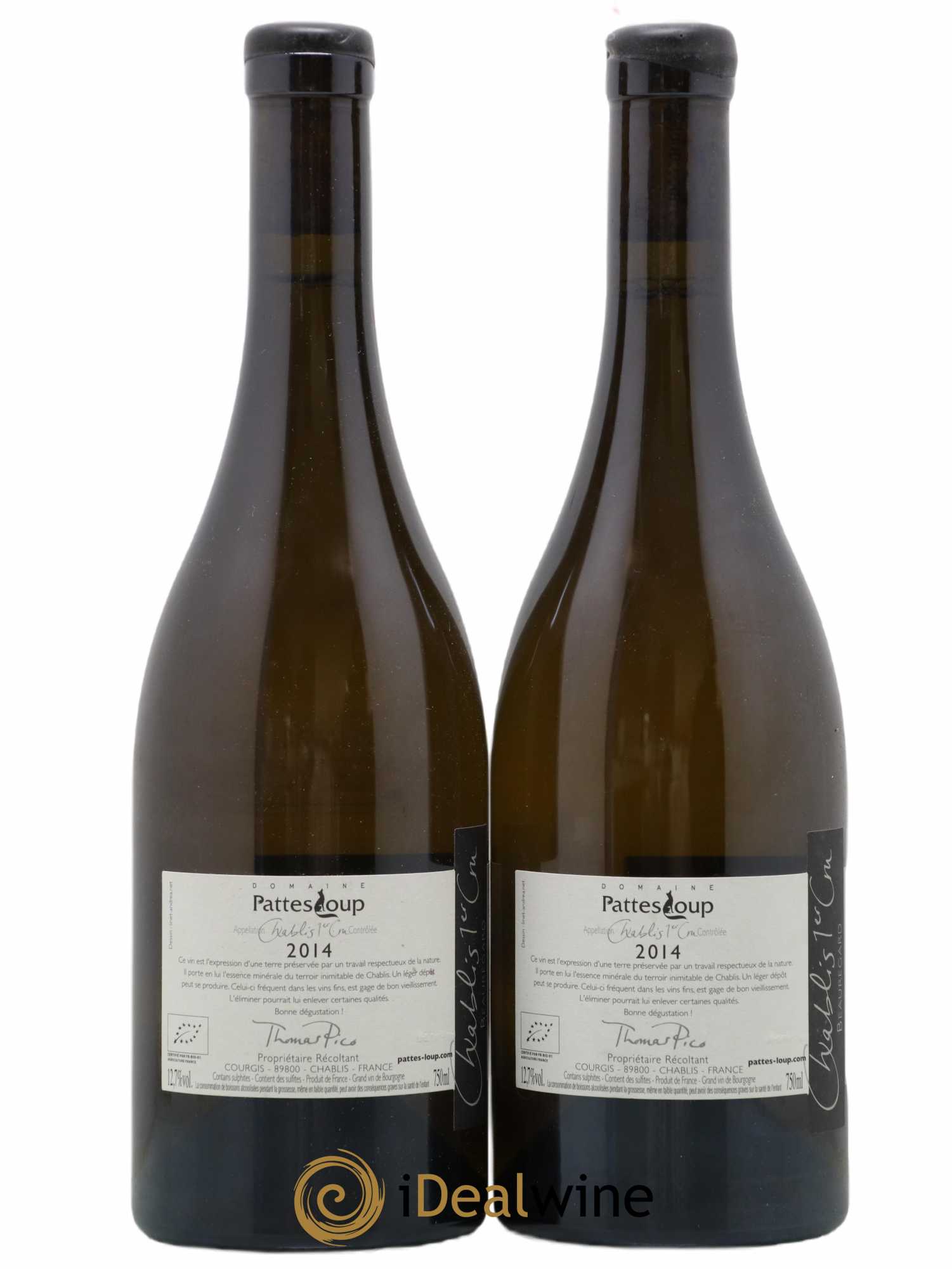 Chablis 1er Cru Beauregard Pattes Loup (Domaine) 2014 - Lot de 2 bouteilles - 1