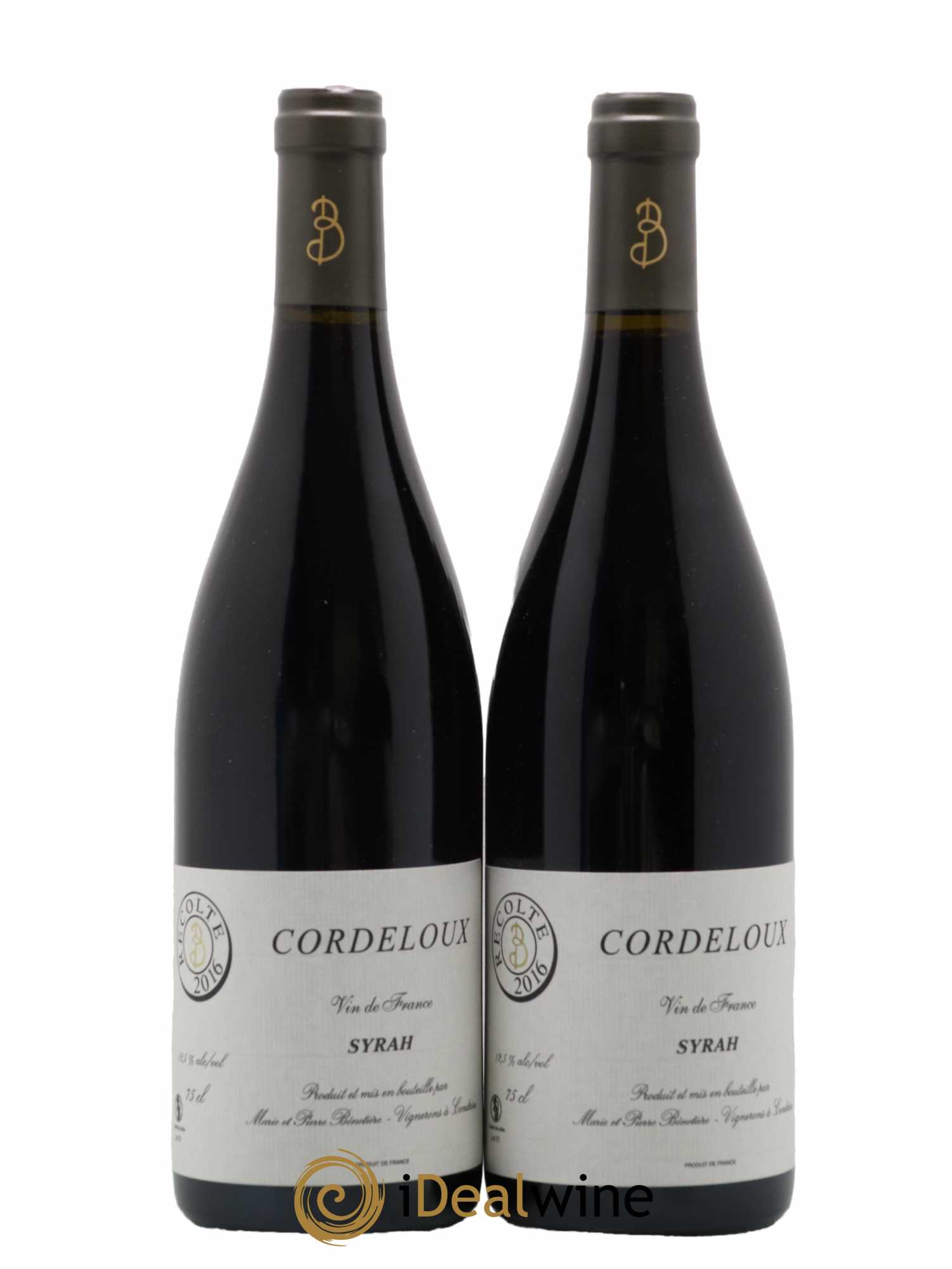 Vin de France Syrah Cordeloux Marie et Pierre Bénetière (Domaine) 2016 - Lot of 2 bottles - 0