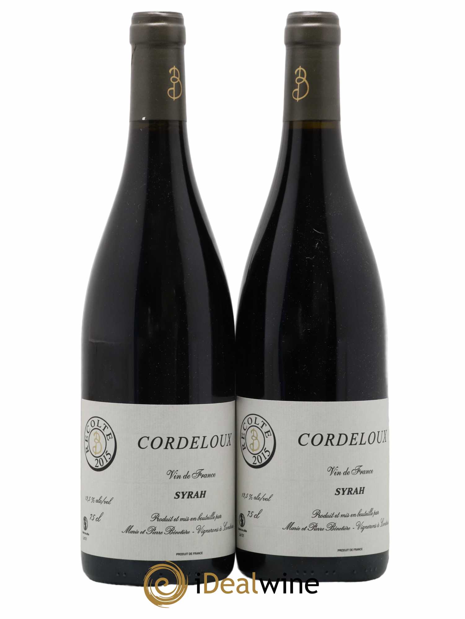 Vin de France Syrah Cordeloux Marie et Pierre Bénetière (Domaine) 2015 - Lot of 2 bottles - 0