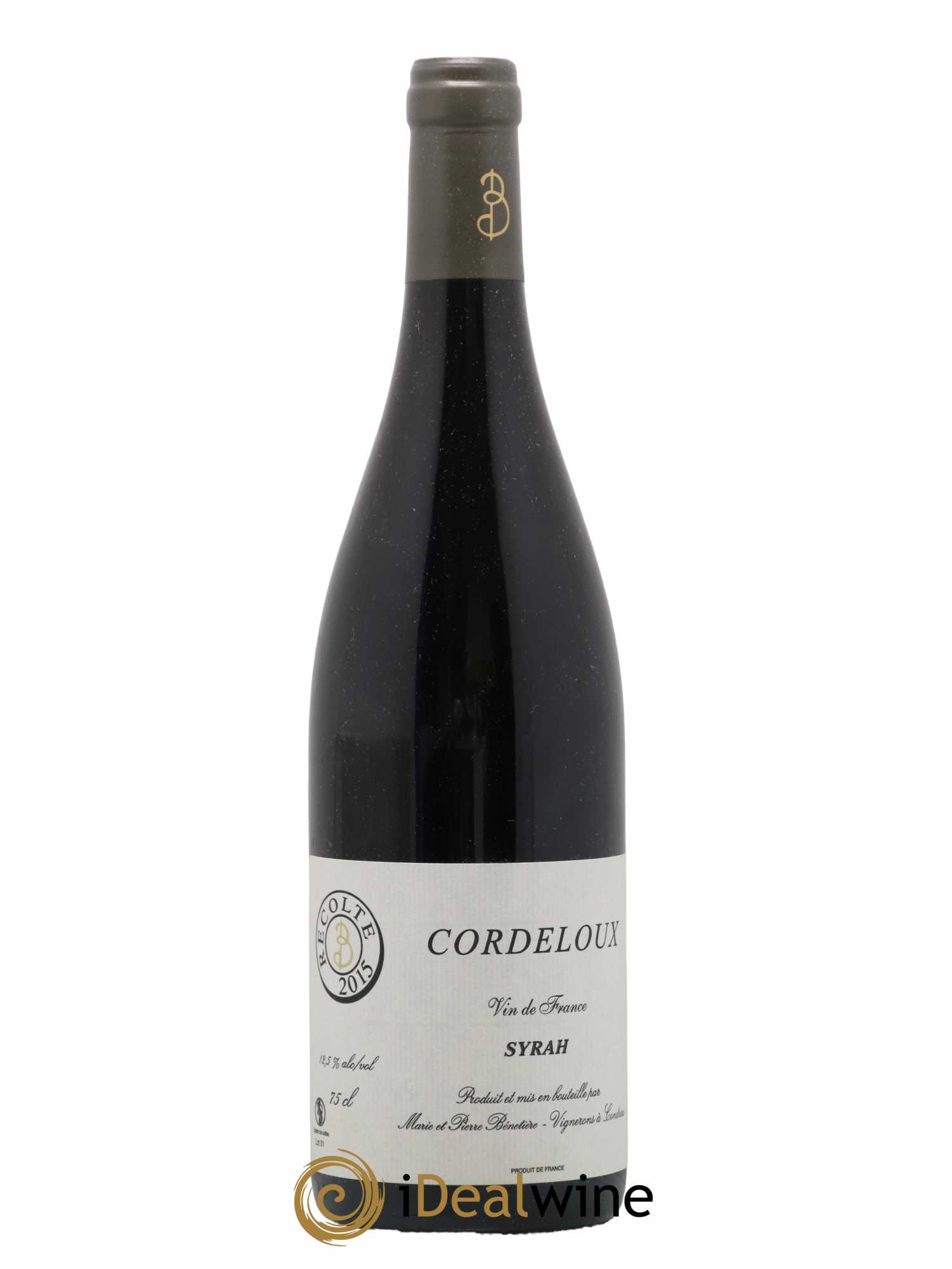 Vin de France Syrah Cordeloux Marie et Pierre Bénetière (Domaine) 2015 - Lot de 1 bouteille - 0