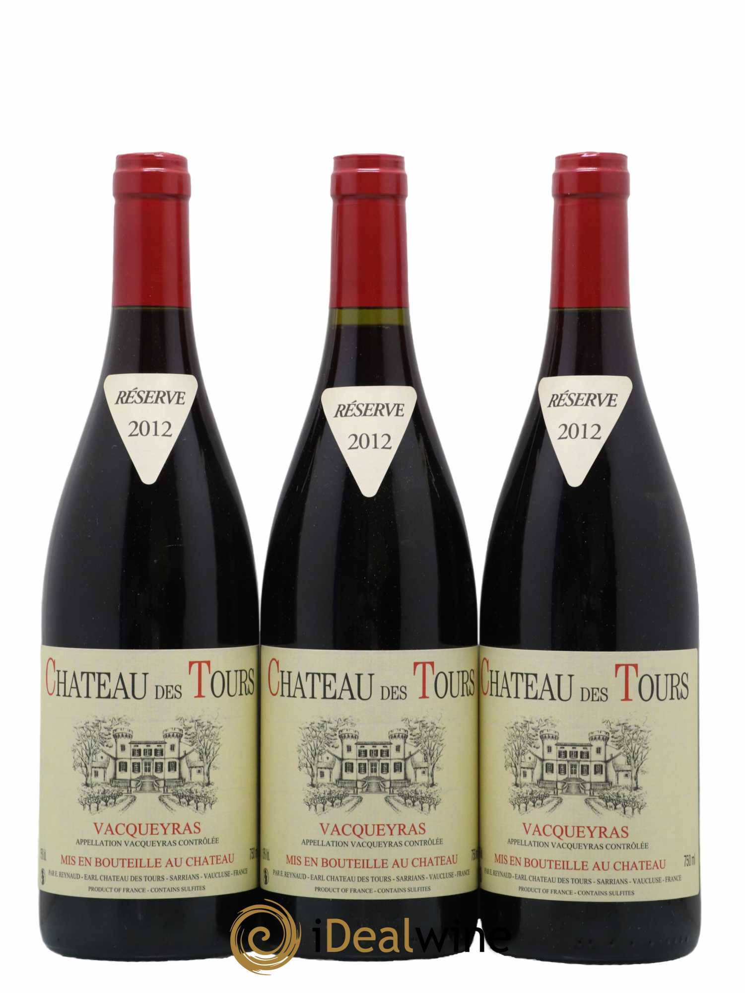 Vacqueyras Château des Tours Emmanuel Reynaud 2012 - Lot de 3 bouteilles - 0