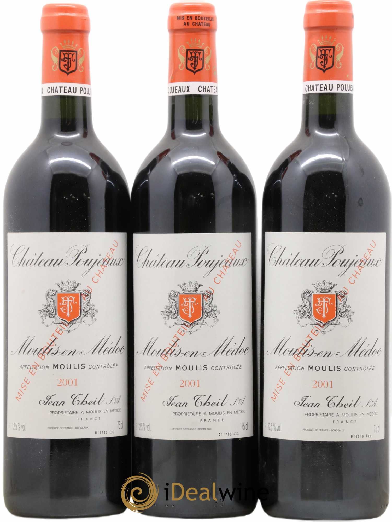 Château Poujeaux 2001 - Lot de 3 bouteilles - 0