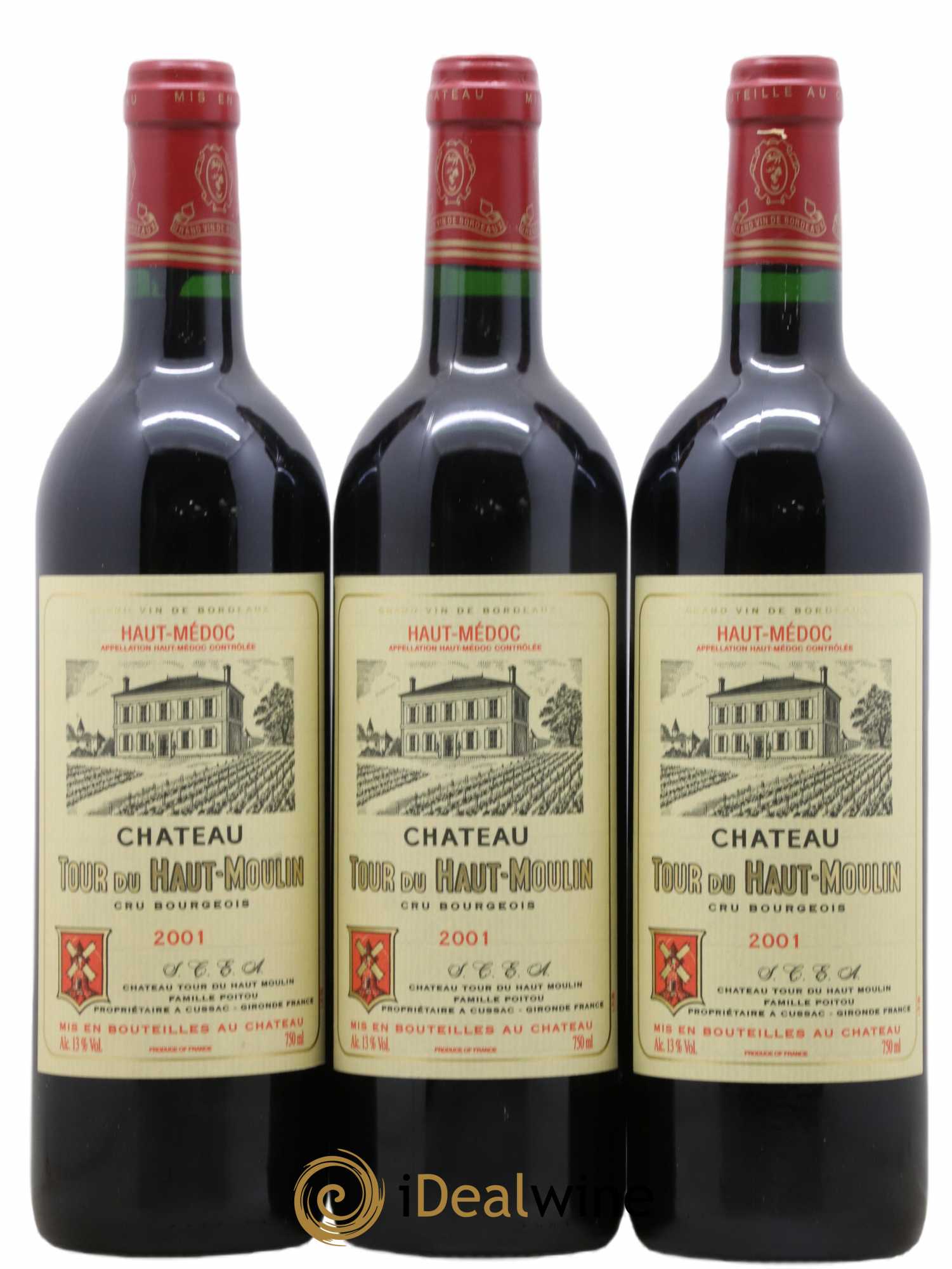 Château Tour du Haut Moulin Cru Bourgeois 2001 - Lot de 3 bouteilles - 0