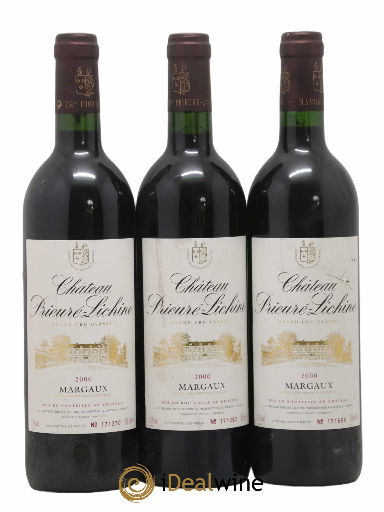 Château Prieuré Lichine 4ème Grand Cru Classé 2000 - Lot de 3 bouteilles - 0