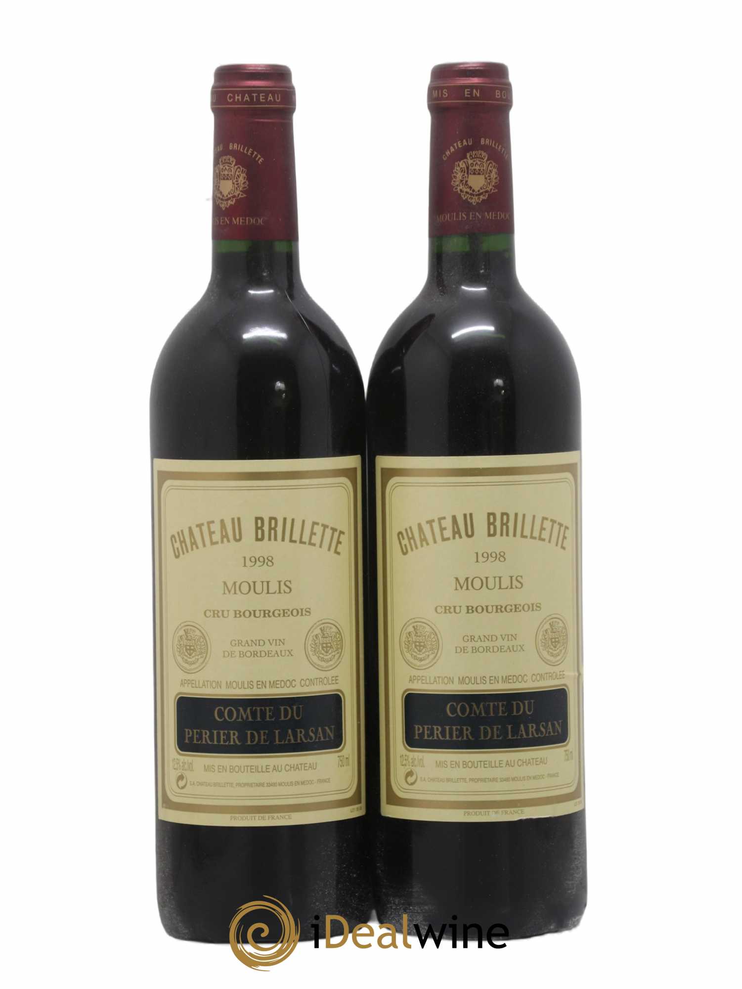 Château Brillette Cru Bourgeois 1998 - Lot de 2 bouteilles - 0