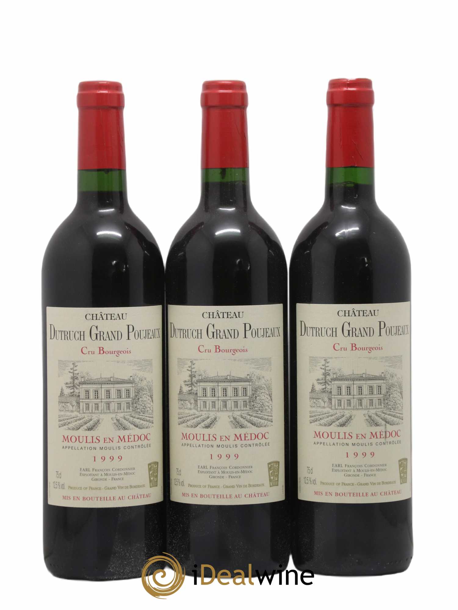 Château Dutruch Grand Poujeaux Cru Bourgeois 1999 - Lot de 3 bouteilles - 0