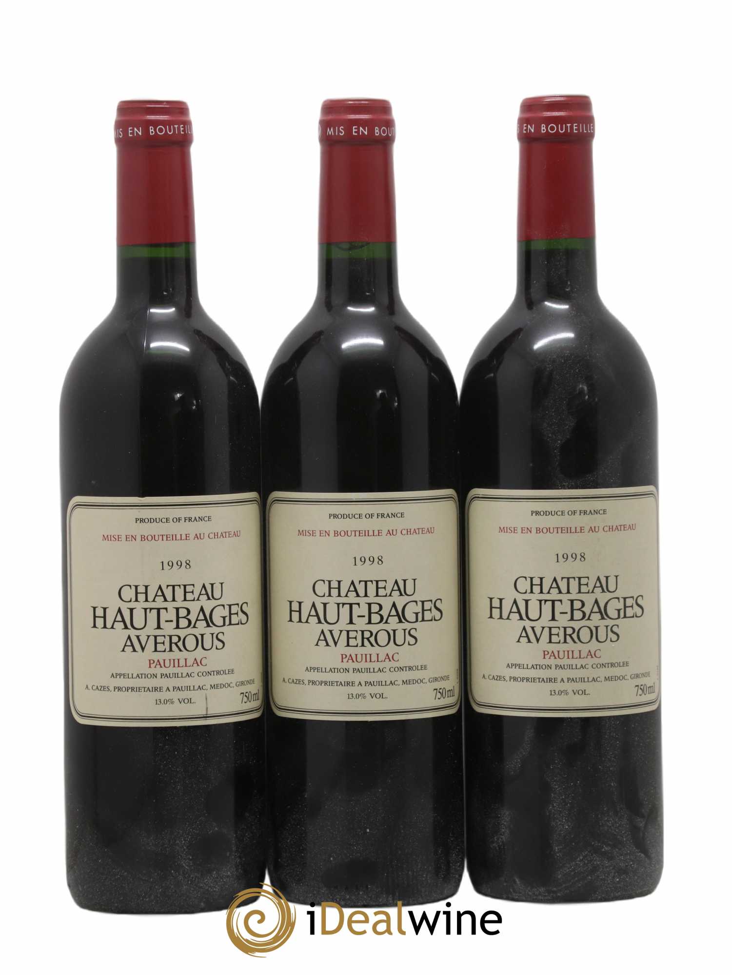 Château Haut Bages Averous Cru Bourgeois 1998 - Lot de 3 bouteilles - 0