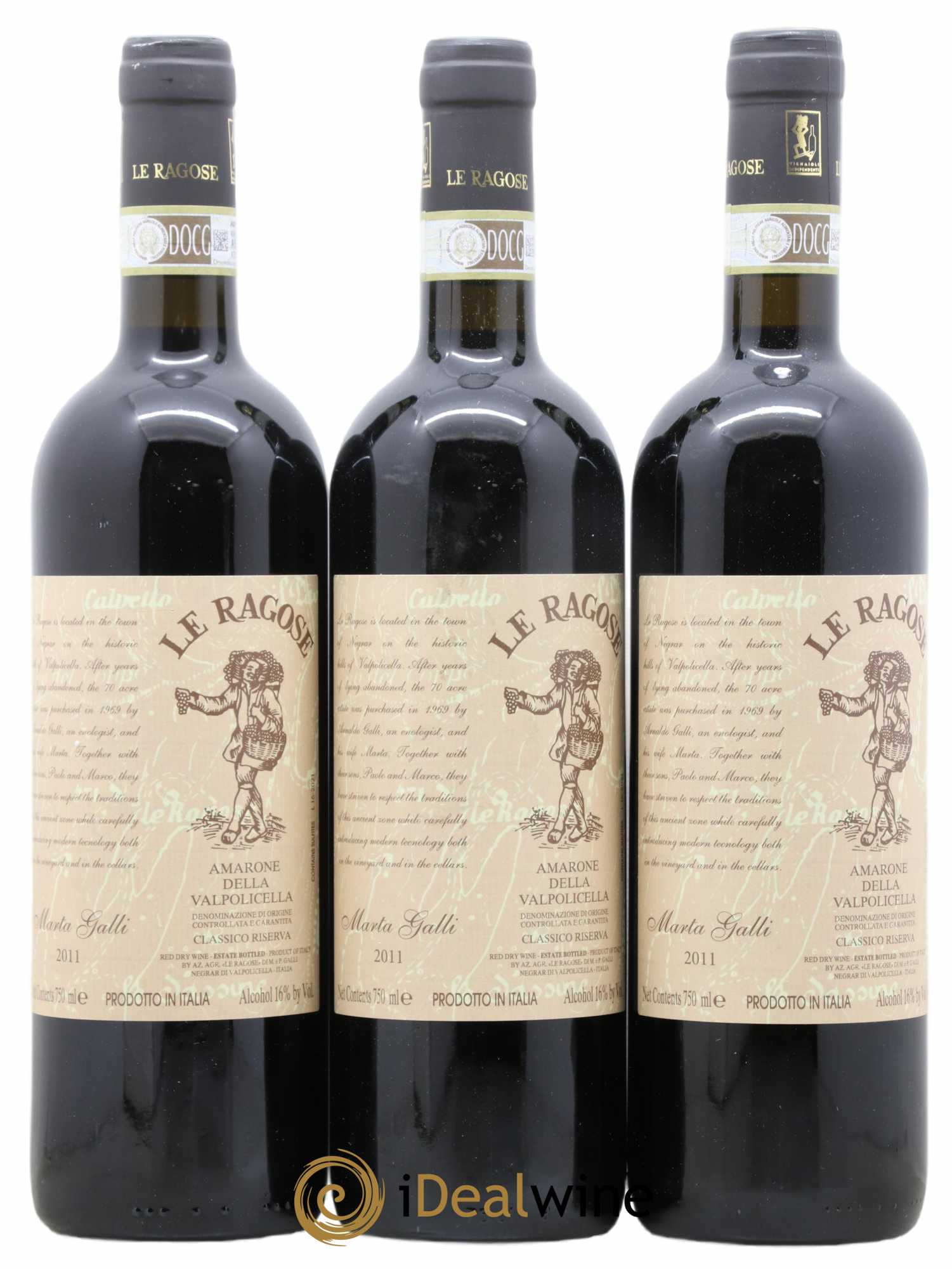 Amarone della Valpolicella DOC Classico Riserva Marta Galli Le Ragose 2011 - Lot de 3 bouteilles - 0