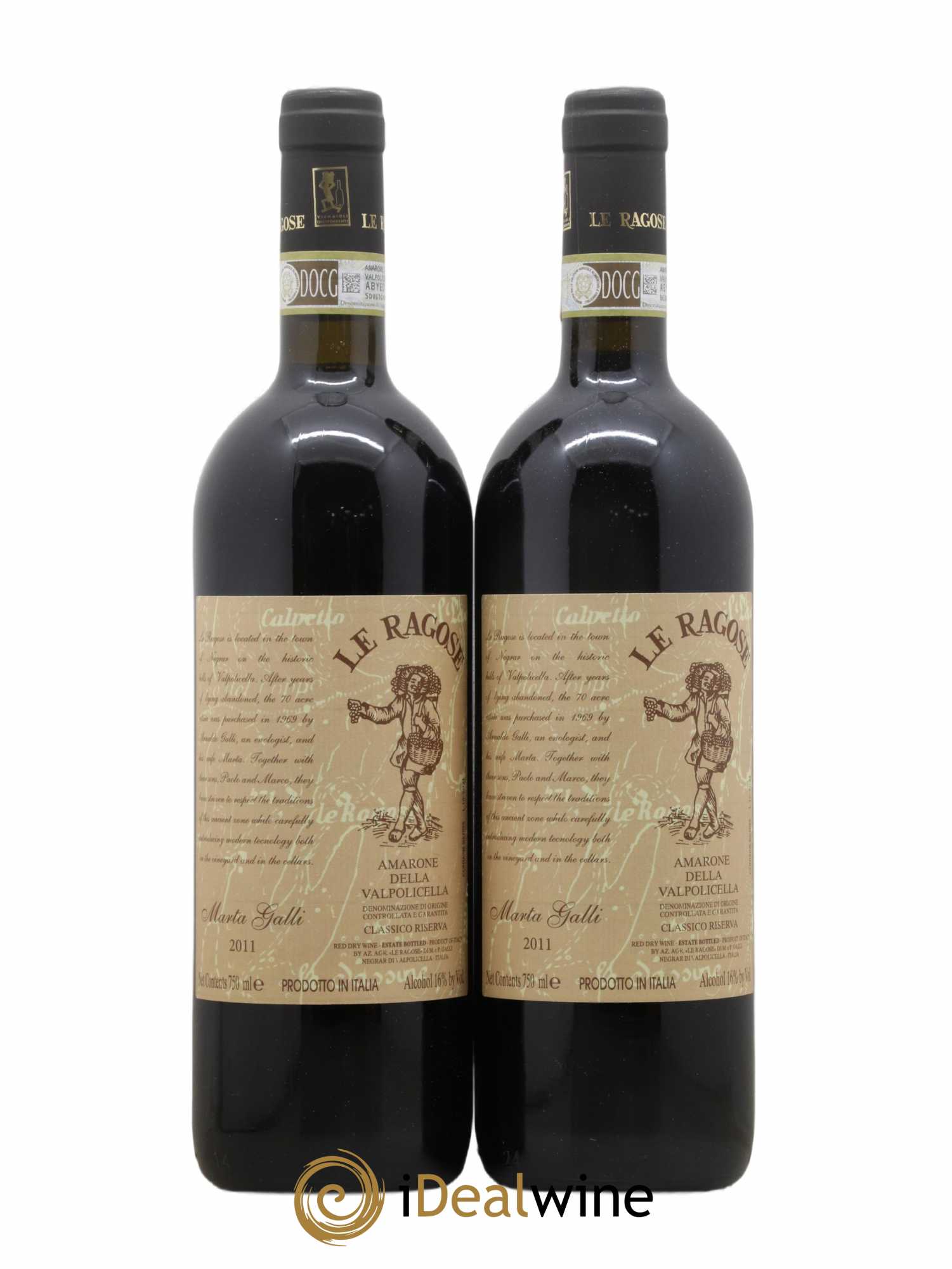 Amarone della Valpolicella DOC Classico Riserva Le Ragose Marta Galli 2011 - Lot de 2 bouteilles - 0