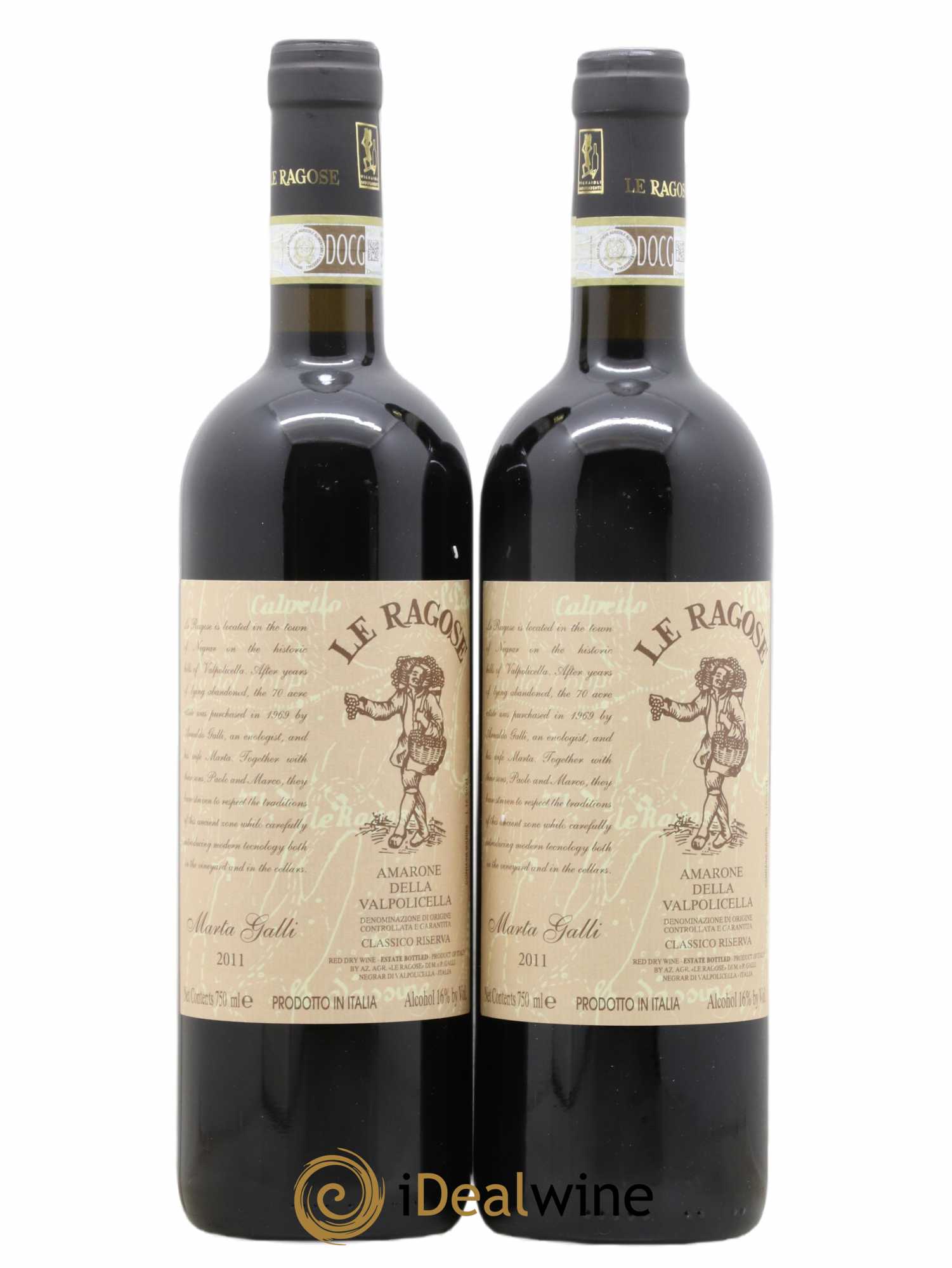 Amarone della Valpolicella DOC Classico Riserva Le Ragose Marta Galli 2011 - Lot of 2 bottles - 0