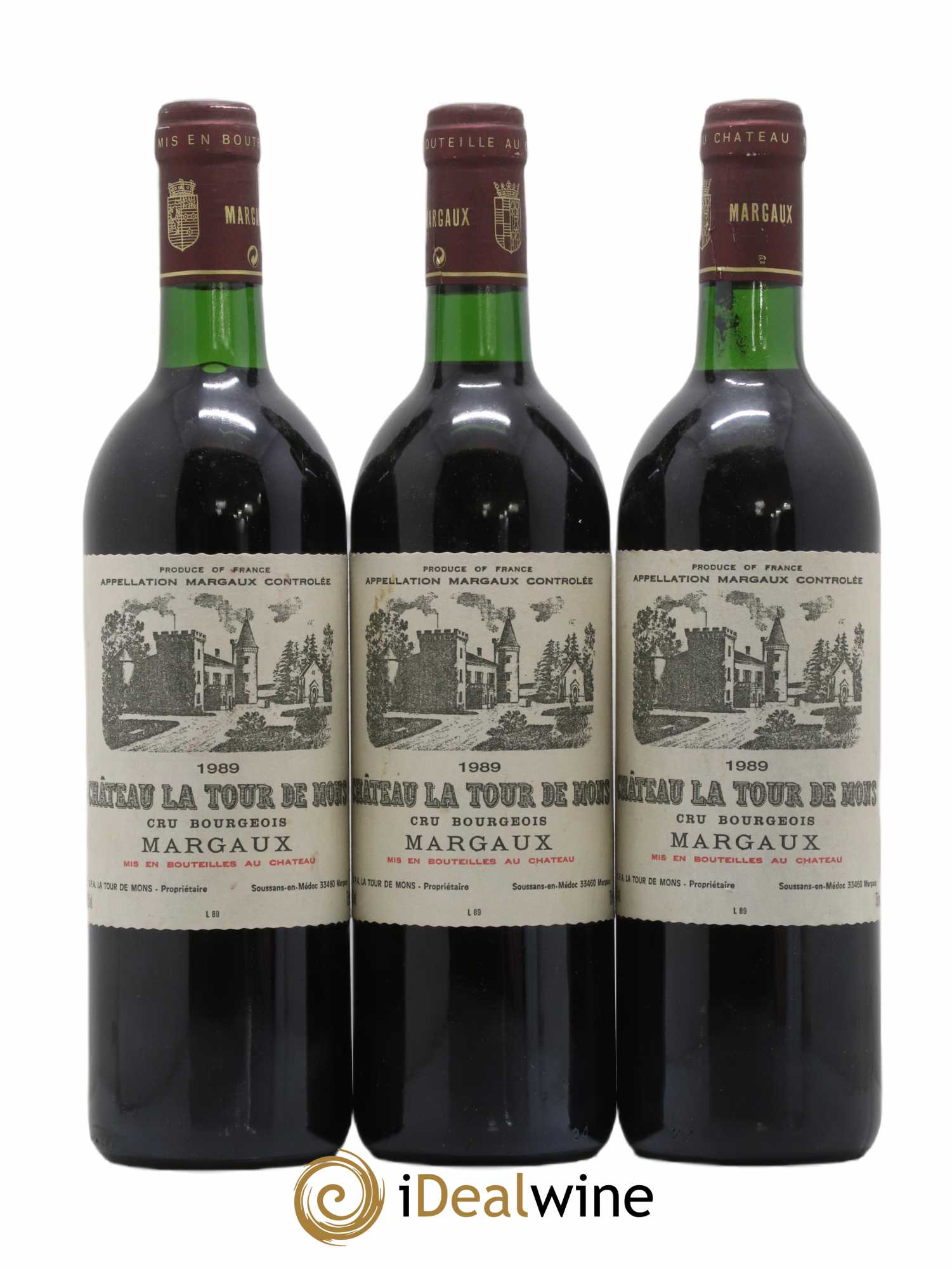 Château la Tour de Mons Cru Bourgeois 1989 - Lot de 3 bouteilles - 0