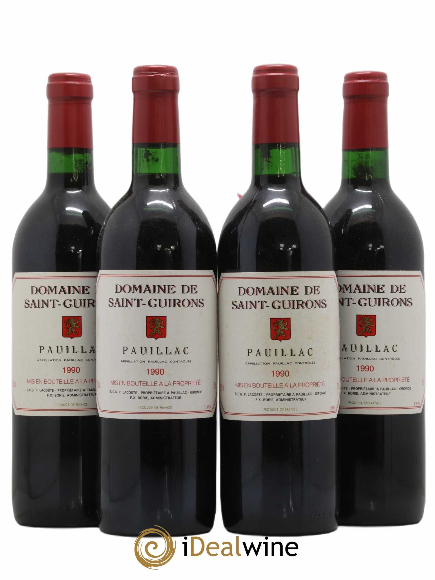 Pauillac Saint Guirons 1990 - Lot de 4 bouteilles - 0