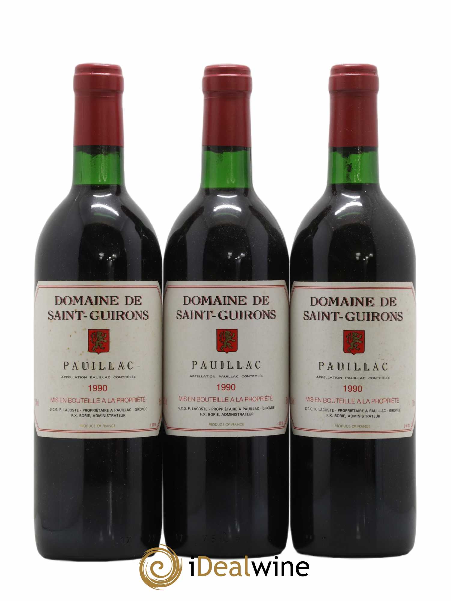 Pauillac Saint Guirons 1990 - Lot de 3 bouteilles - 0
