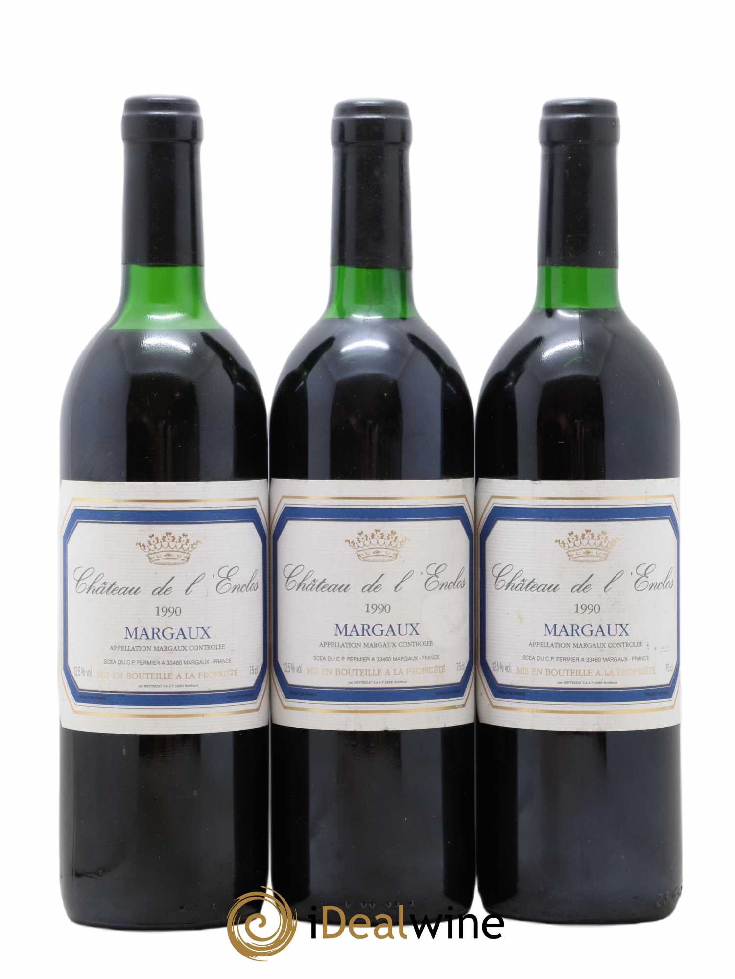Bordeaux Margaux Château de l'Enclos 1990 - Lot de 3 bouteilles - 0