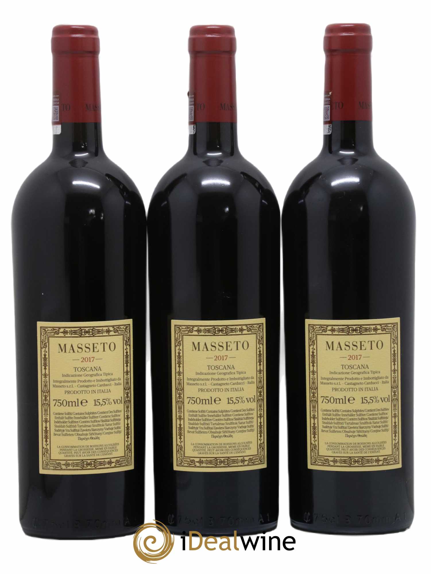 Toscana IGT Tenuta Dell'Ornellaia Masseto Frescobaldi 2017 - Lot de 3 bouteilles - 1