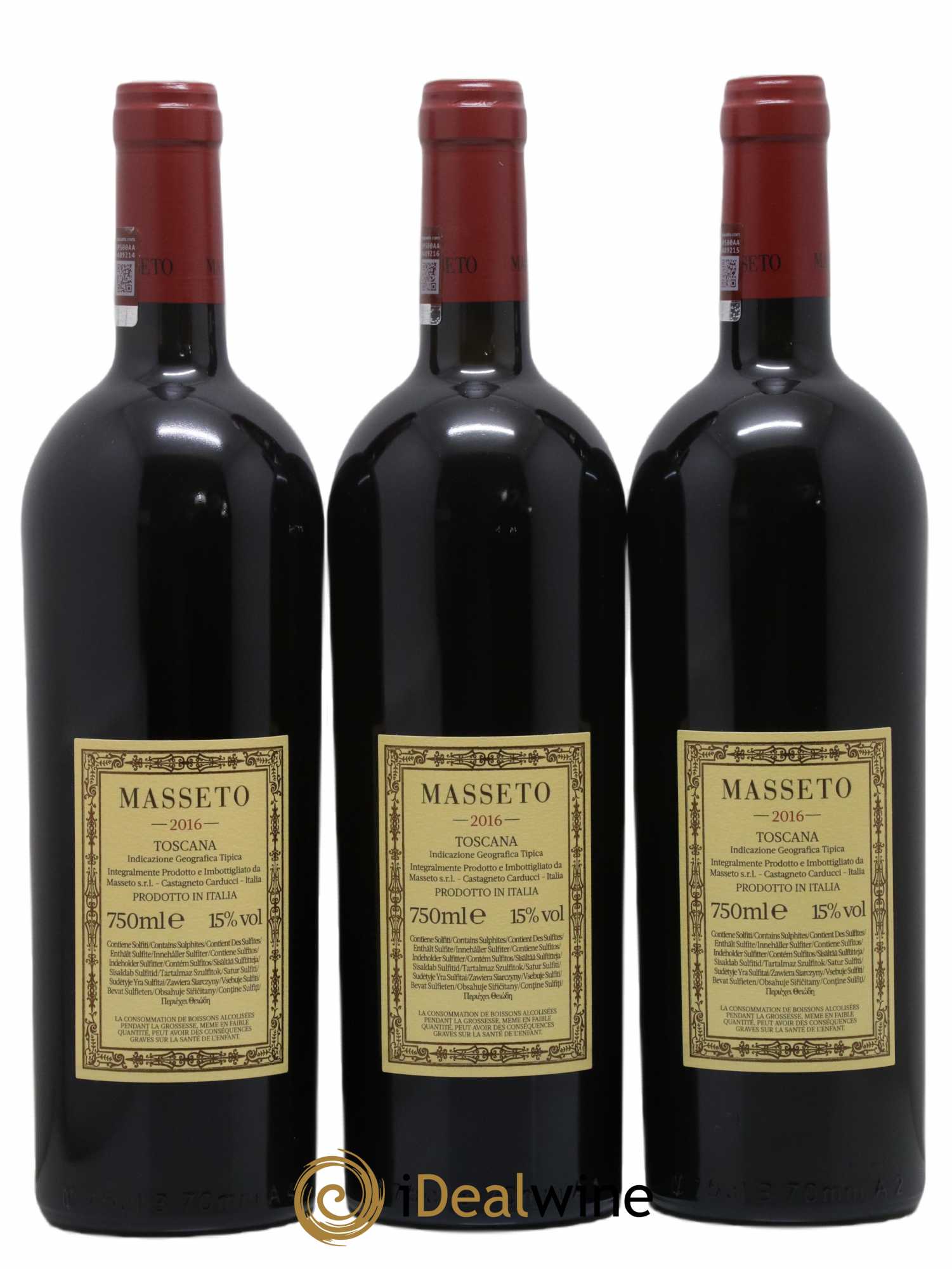 Toscana IGT Tenuta Dell'Ornellaia Masseto Frescobaldi 2016 - Lot de 3 bouteilles - 1