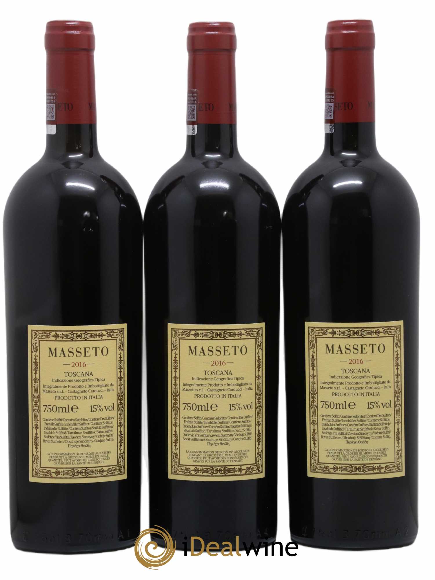Toscana IGT Tenuta Dell'Ornellaia Masseto Frescobaldi 2016 - Lot de 3 bouteilles - 1